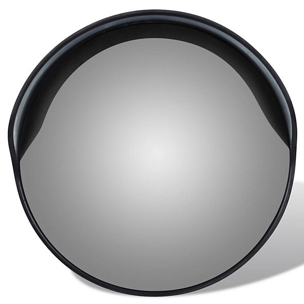 Miroir de trafic convexe d extérieur Plastique PC Noir 30 cm