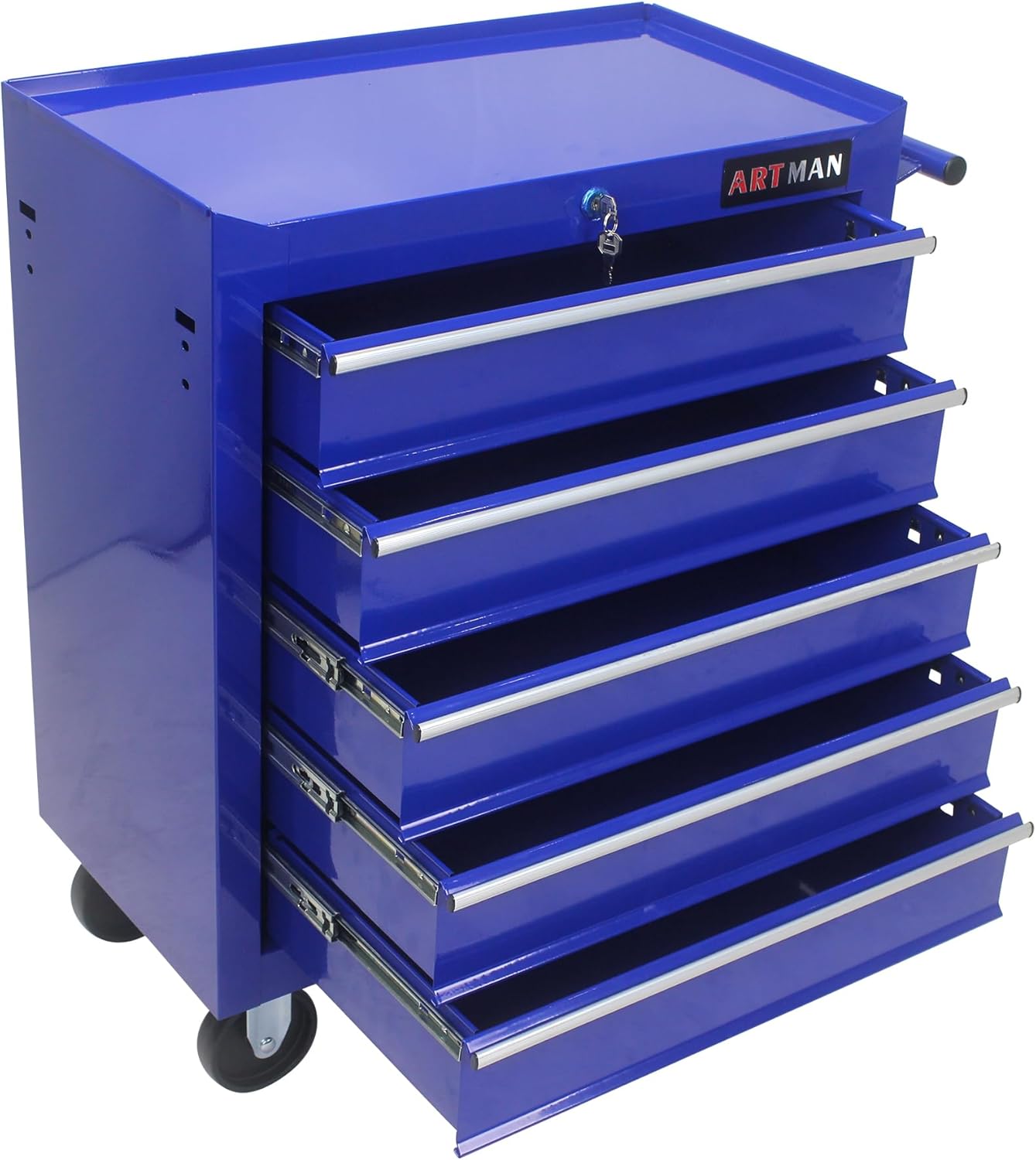 RYH 5 Drawers Rolling Tool Chest & Tool Box on Wheels | Heavy Duty Metal Cart with Ball Bearing Drawers | Fits US General Tool Box for Garage Storage (Blue, 5 Drawers（29.9 H × 24.2 W × 12.9 D)