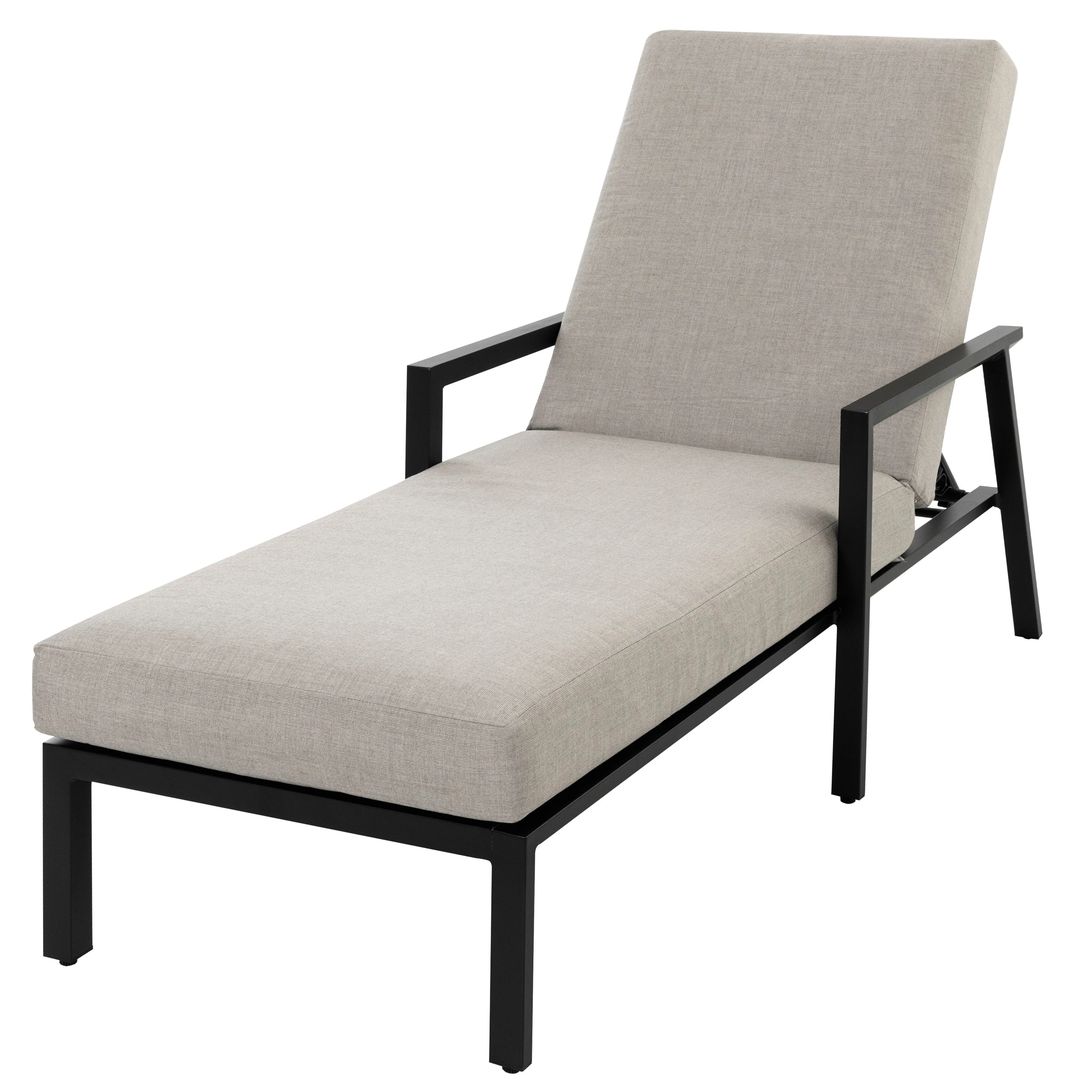 Outdoor Aluminum Chaise Lounge Chair with 6 Adjustable Backrest, Gray