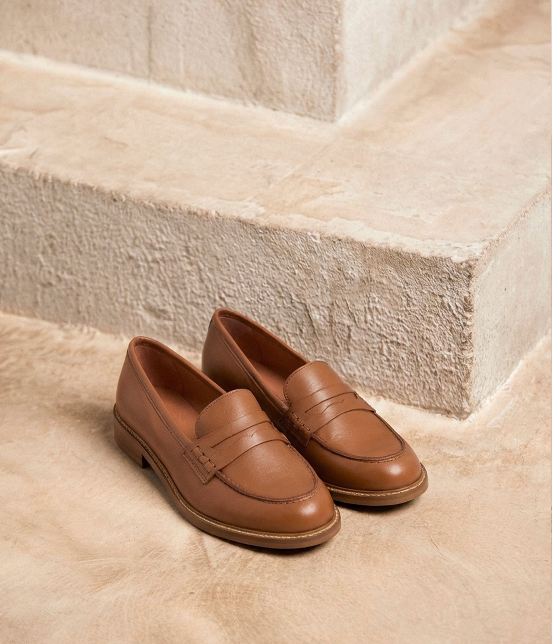 Mocassins en cuir cognac Angella
