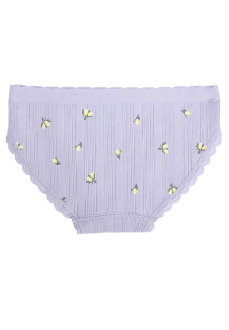 Older Girls Lilac Lemon Pointelle Briefs