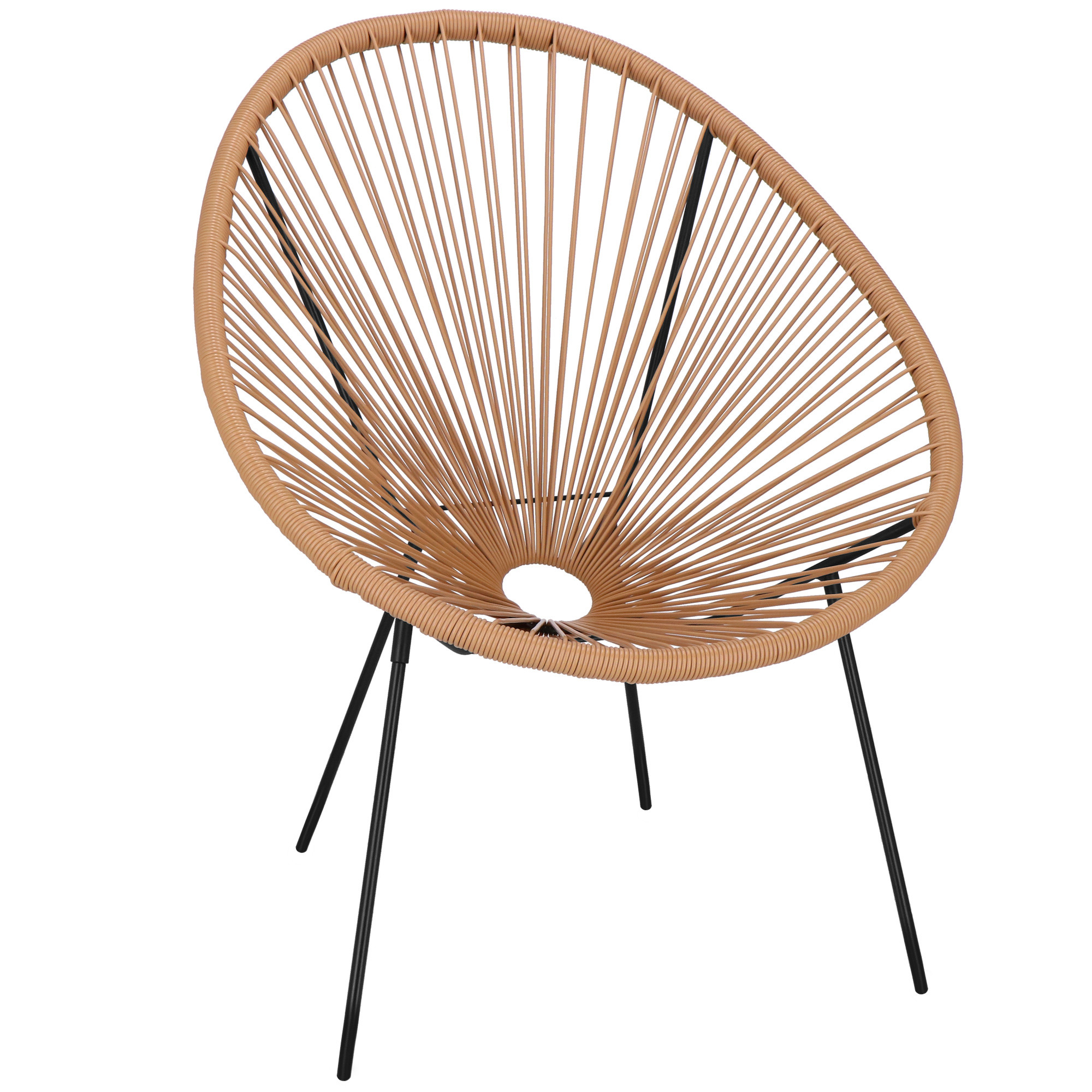 Rattanowy fotel ogrodowy wys.86 cm ażurowe krzesło owalne