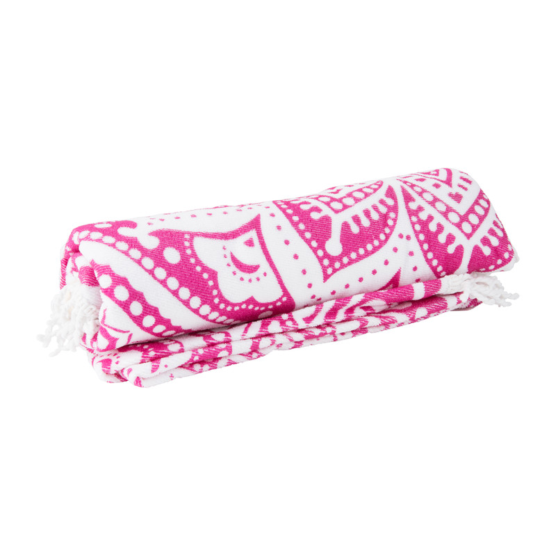 Beachplaid rondoindian fuchsia - roze - 145 cm