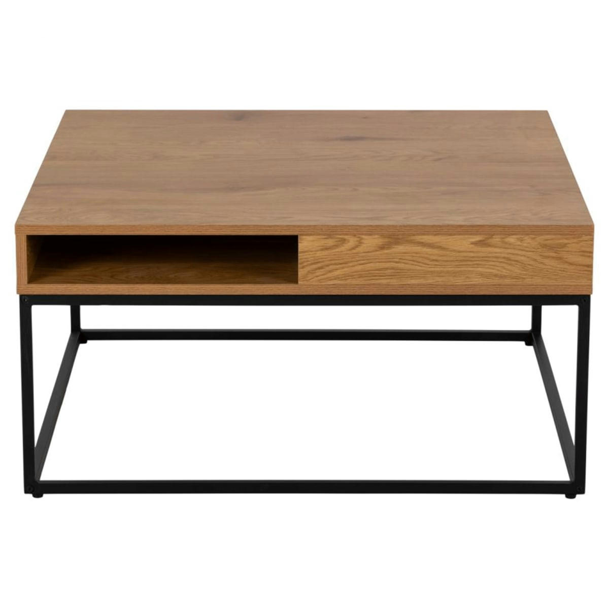 WILLY - Table basse carrée en bois massif et métal