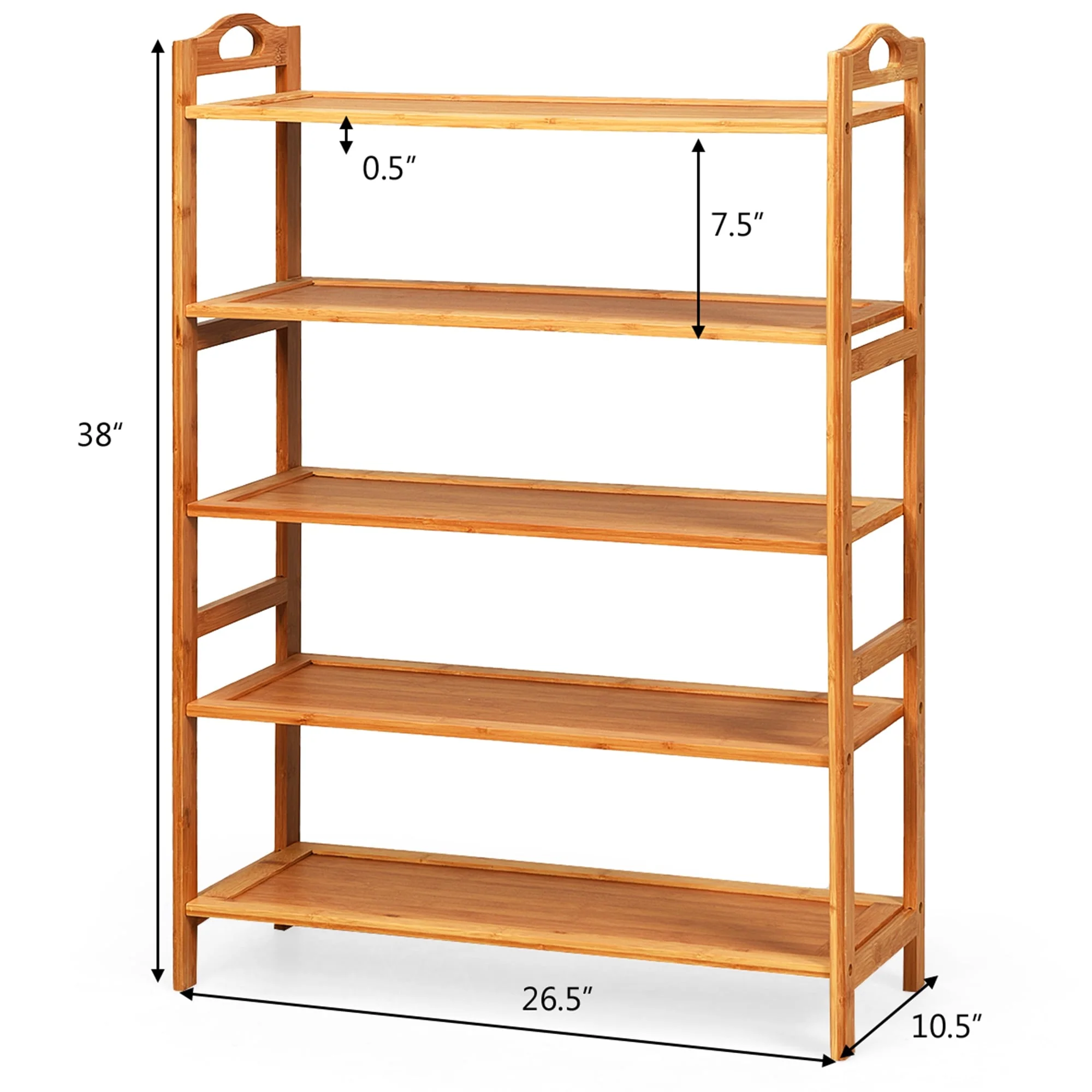 Gymax 5-Tier Bamboo Shoe Rack FreeStanding Shoe Shelf Entryway Shoe - See Details