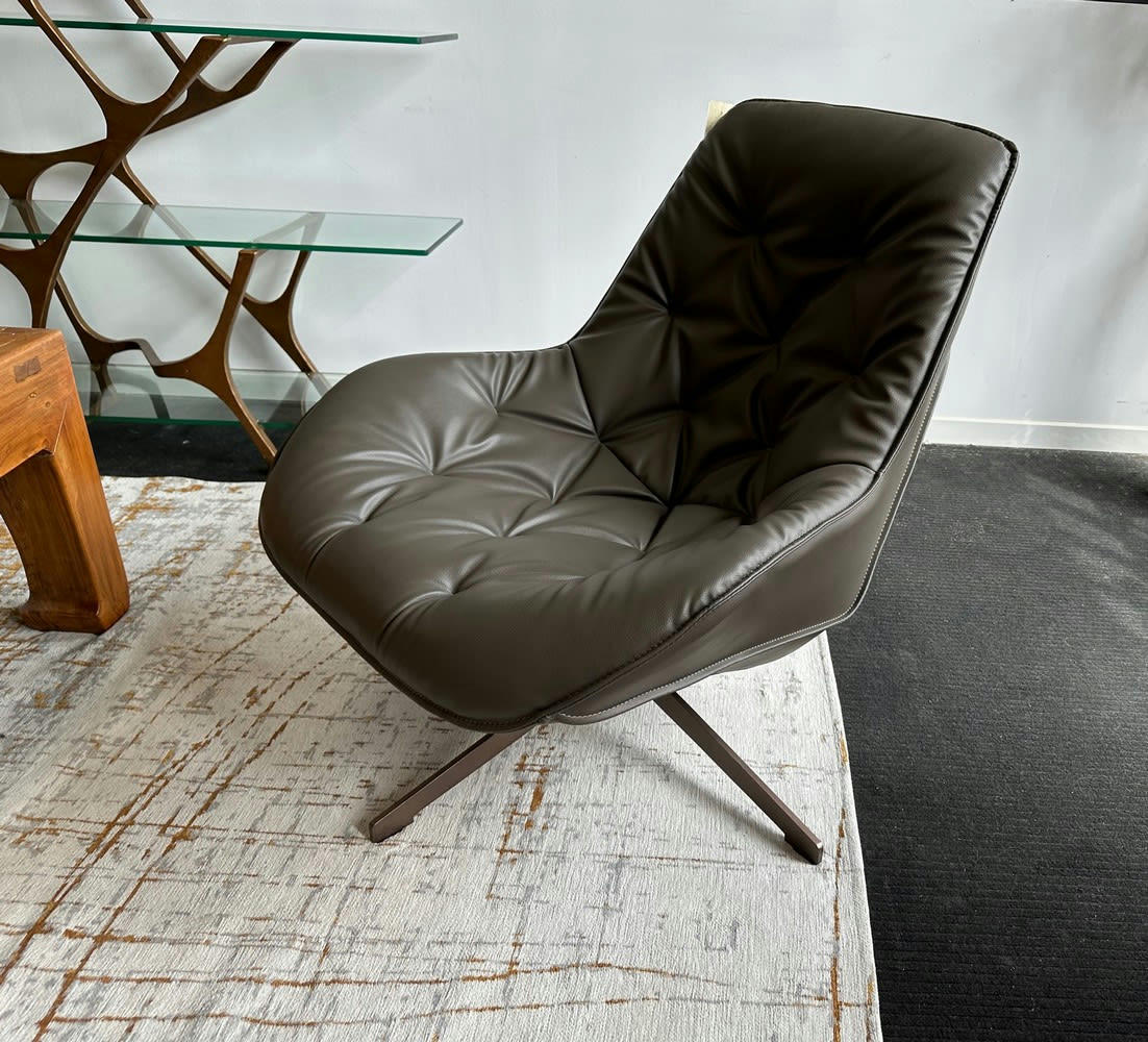 TREK - Fauteuil moderne aspect cuir gris