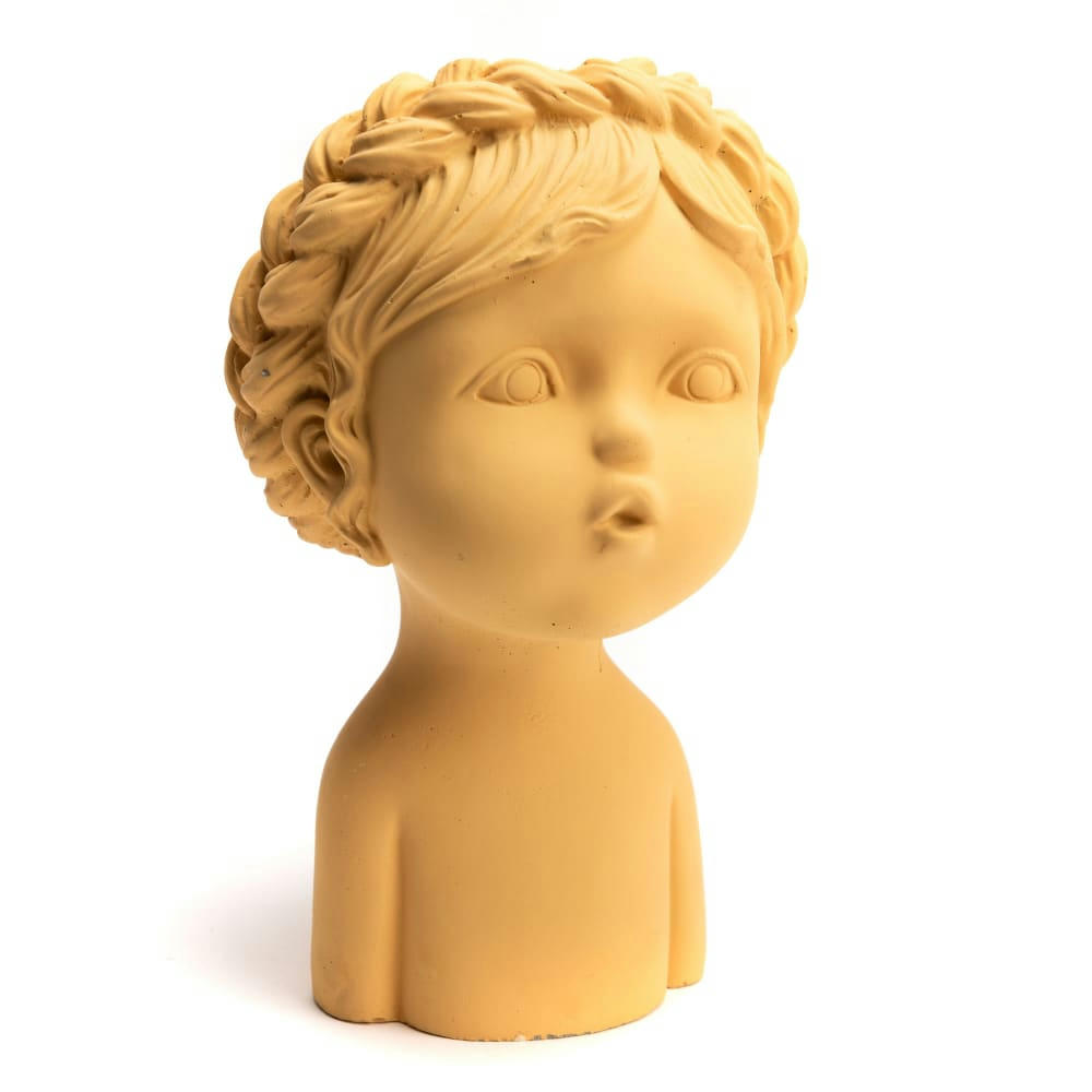 - Cache pot  enfant bisous en   jaune