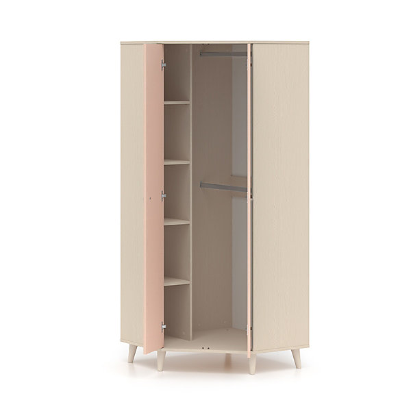 Armoire d'angle 2 portes Alycia Beige et Rose