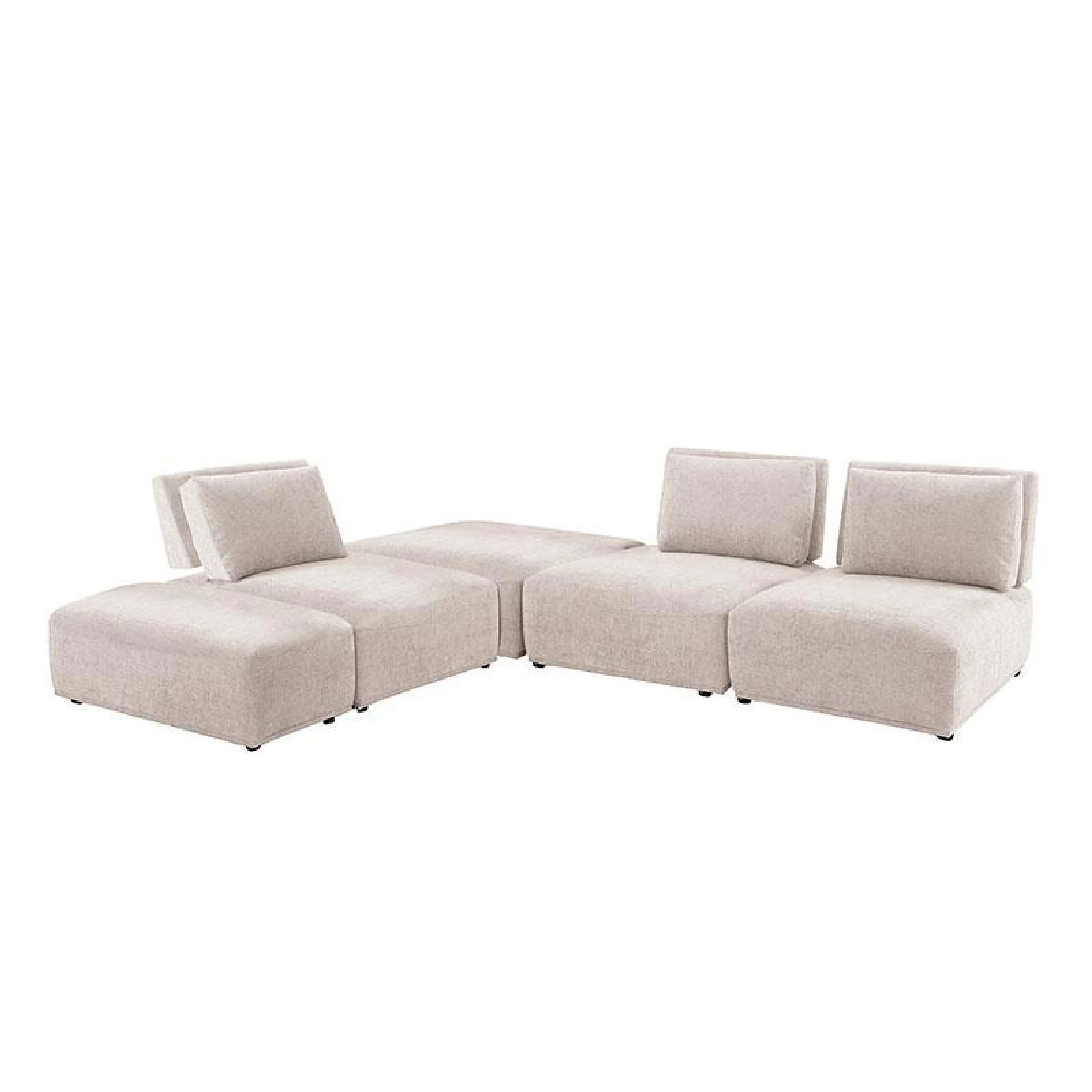 Stavan Modular L Sectional Sofa, Light Brown Boucle, Adjustable Backs