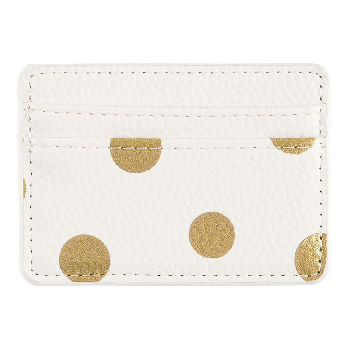 - Porte-cartes Pois Dorés - Blanc