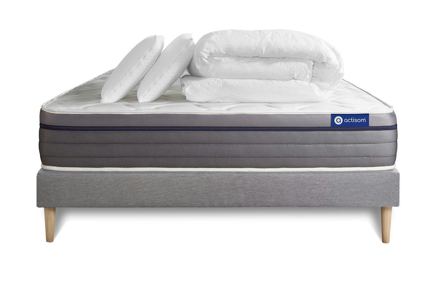 ACTILATEX ZEN - Pack prêt à dormir 160x200 cm sommier kit gris