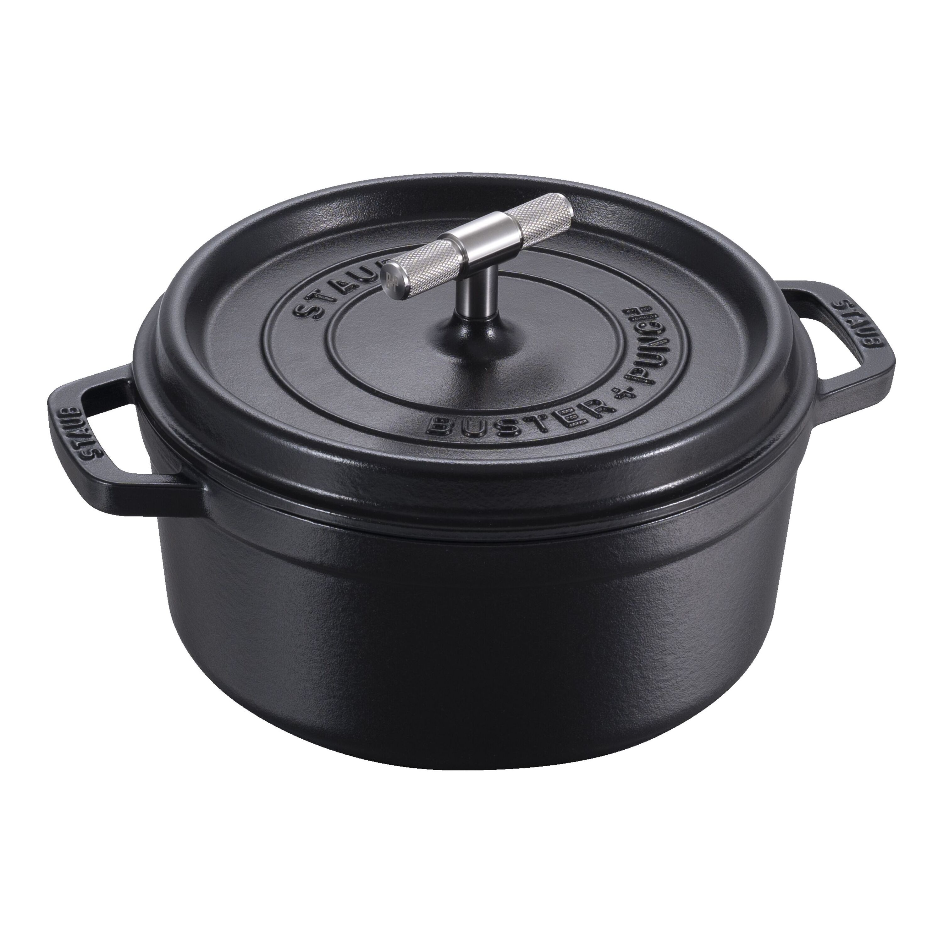 24 cm round Cast iron Cocotte Buster Punch black