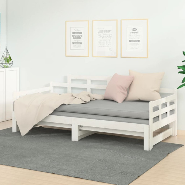 Łóżko rozsuwane białe lite drewno sosnowe 2x(80x200) cm