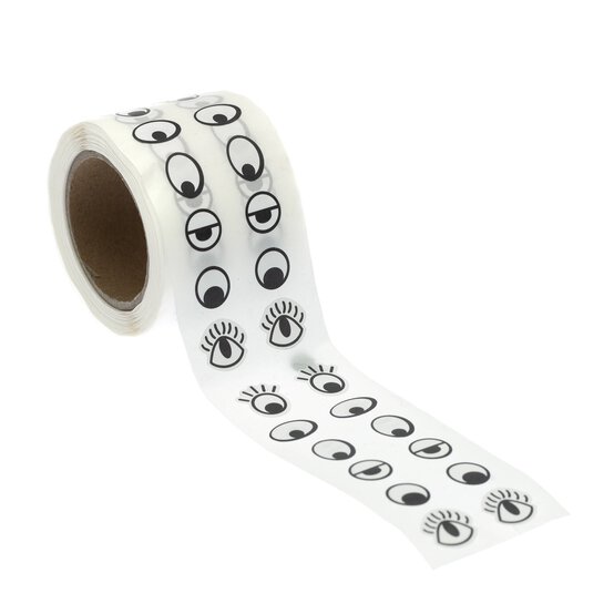 Black and White Craft Eyes Sticker Roll 1200 Pack