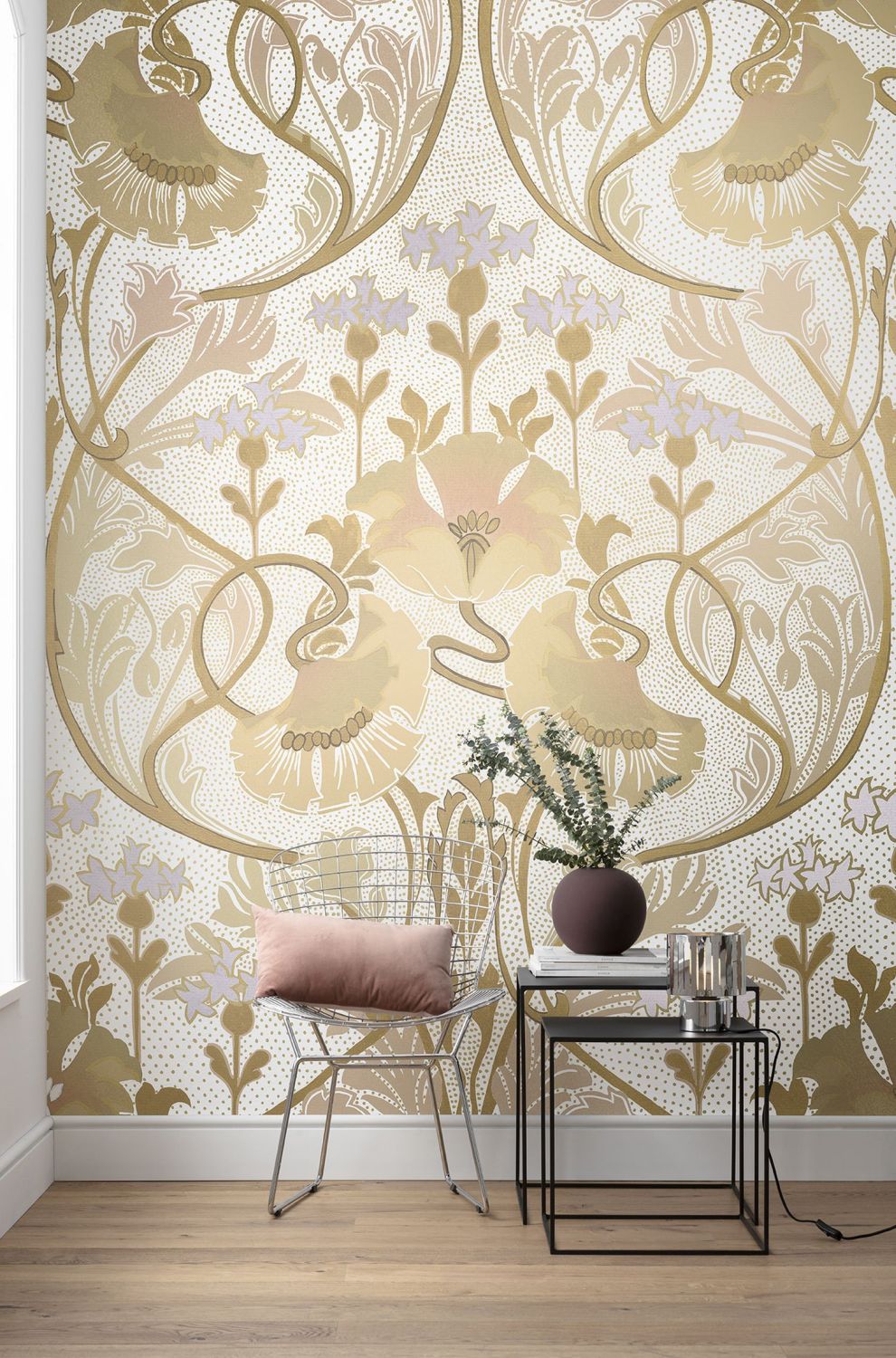 Sanders & Sanders fotobehang aquarel bloemen beige - 200 x 260 cm - 612465