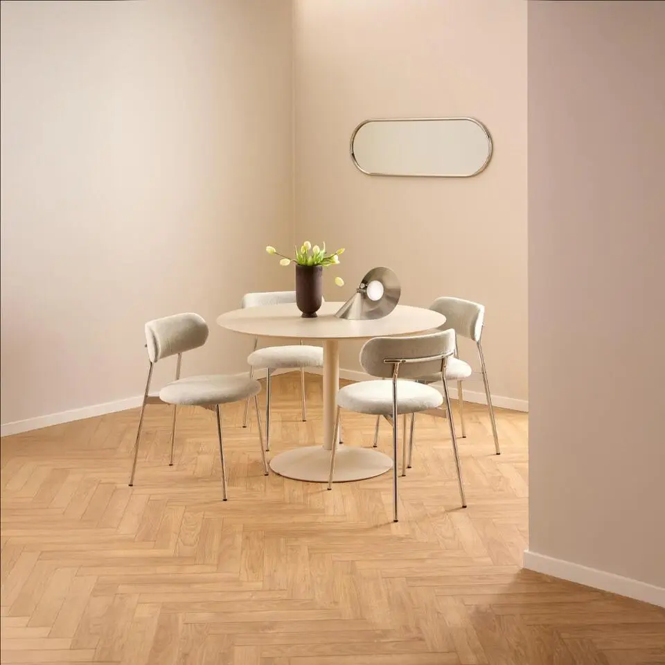 Eetkamerstoel - Zand - Stof - Zithoogte 48cm - Morka - Set van 2