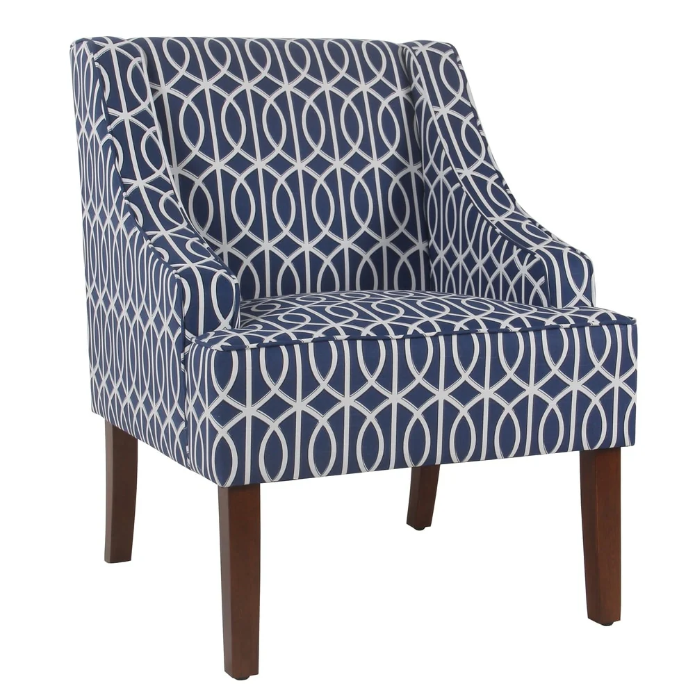 Porch & Den Cammy Blue Trellis Swoop Accent Chair