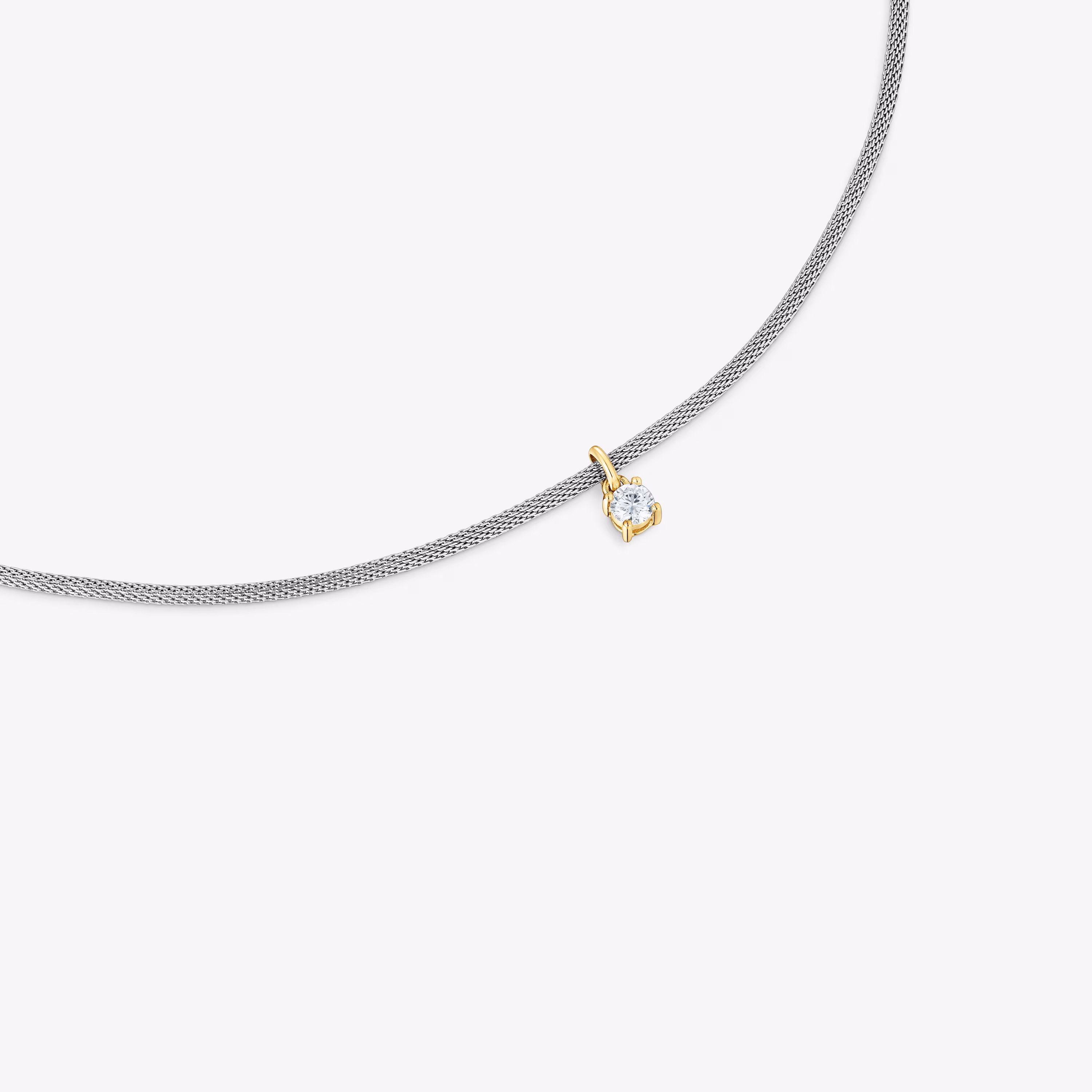 Collar de acero, oro 14 kt  y diamantes creados en laboratorio TOUS Mesh LGD