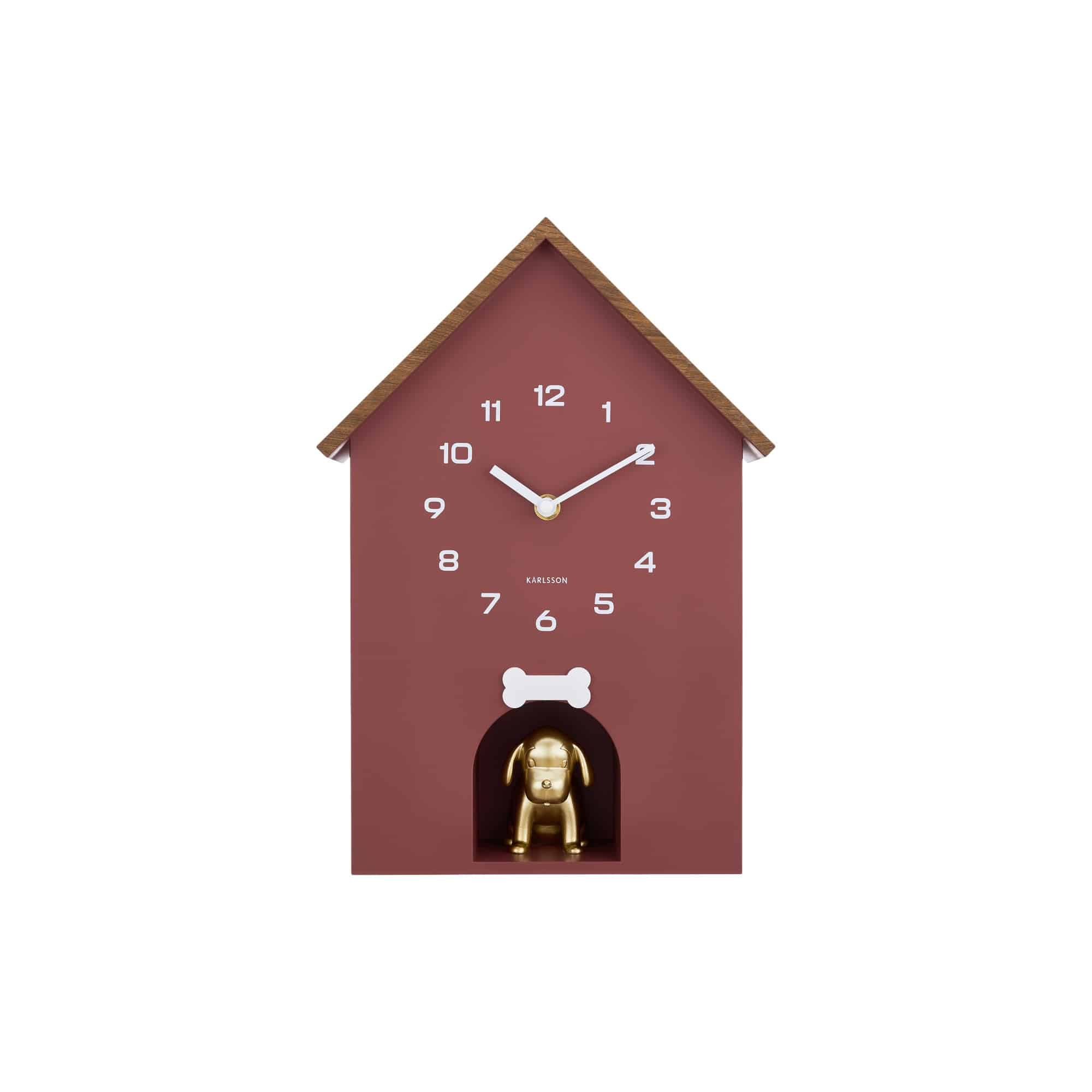 Karlsson wandklok Dog House - rood - 11.5x26.5x36.5cm