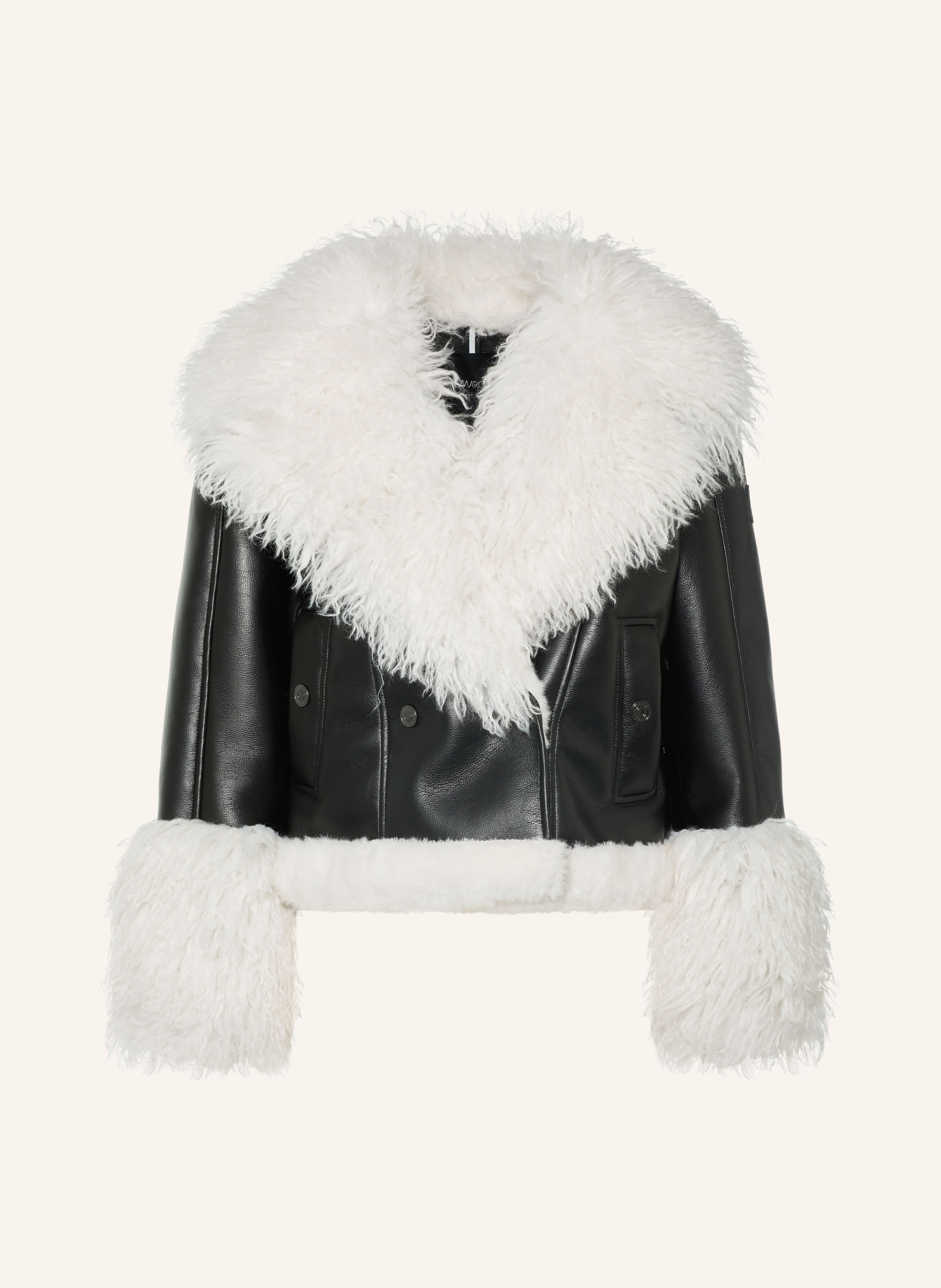 MARC CAIN Jacke in Lederoptik mit Kunstfell