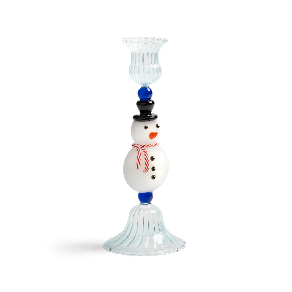 &klevering - Merry Kerzenhalter Schneemann, Ø 7,5 x 20 cm, mehrfarbig