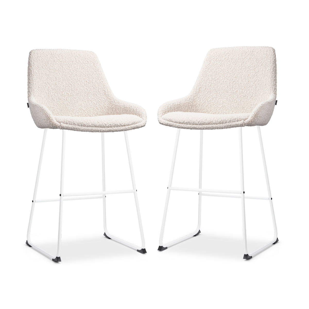 Nolon Nino-Isa Barkrukken Set van 2 - Bouclé Beige - Wit - 65 cm