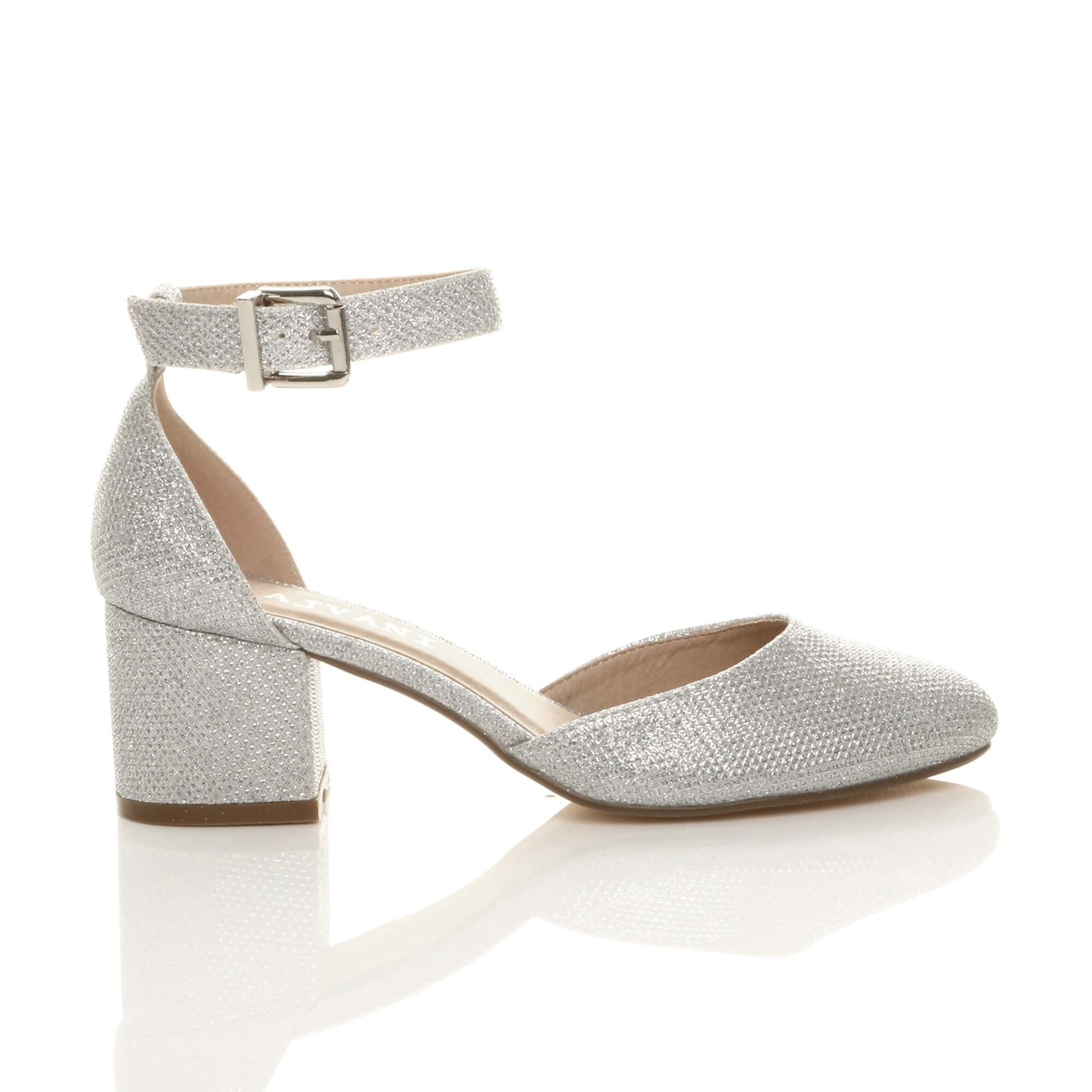 AJVANI Mid Block Heel Ankle Strap 2 Part Heels