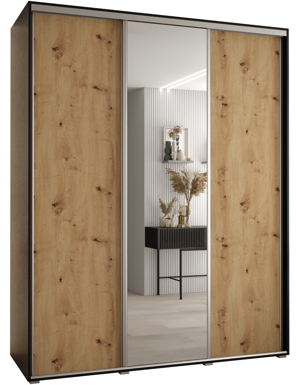Szafa przesuwna 60 Cannes 3 190 czarny artisan srebrny