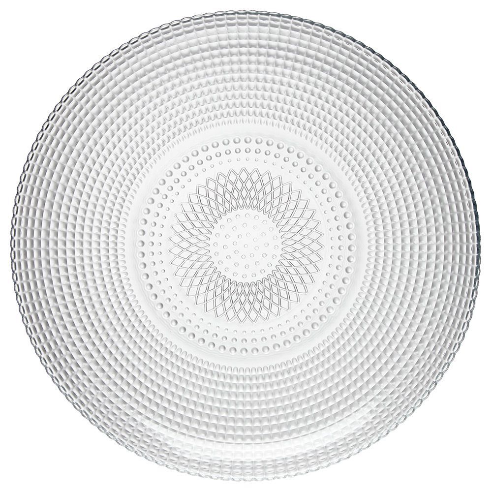 Assiette plate ronde effet relief blanc transparent Ø26,8 cm