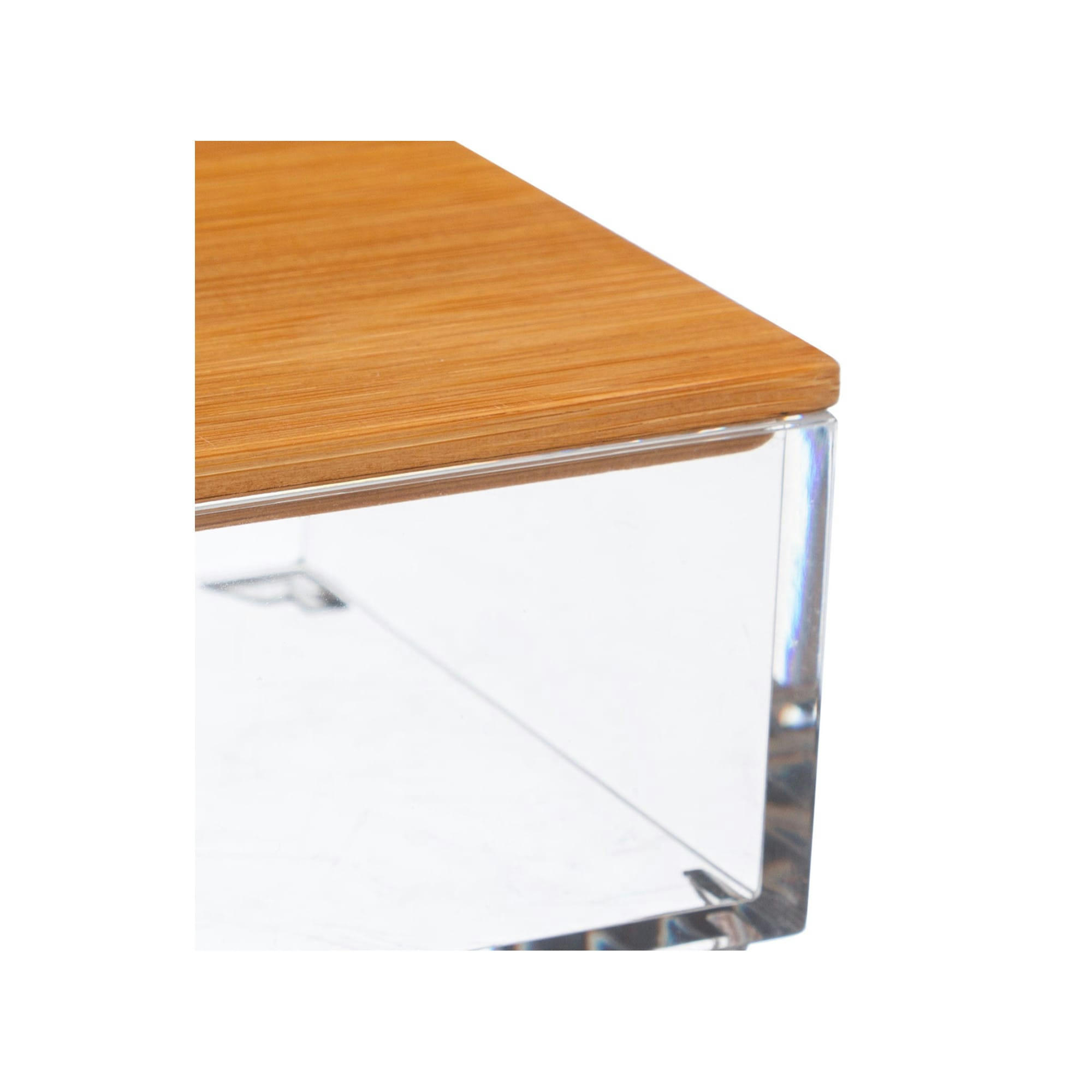 - Boîte salle de bain carrée transparent et bambou - 9.6x9.6x5.1cm