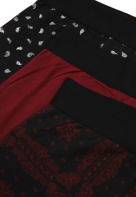 Mens 3pk Burgundy Paisley Hipster Stretch Trunks