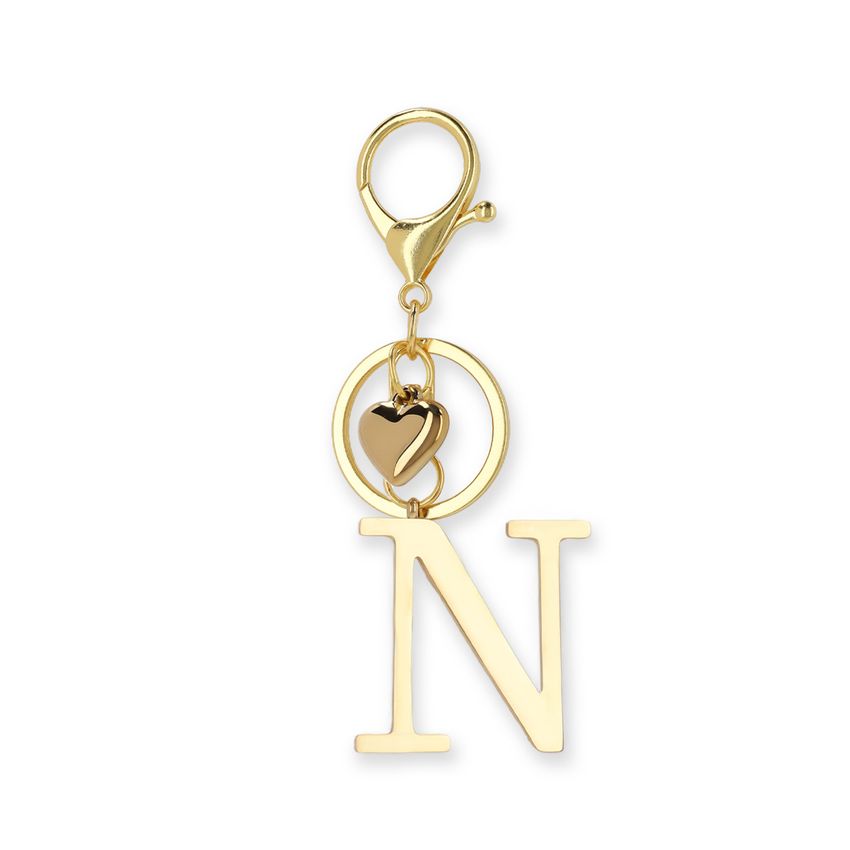 Manfield Goudkleurige bag charm letter N