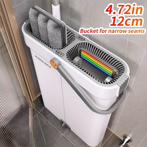 NNETM Flat Mop and Bucket Set with 3 Microfiber Pads