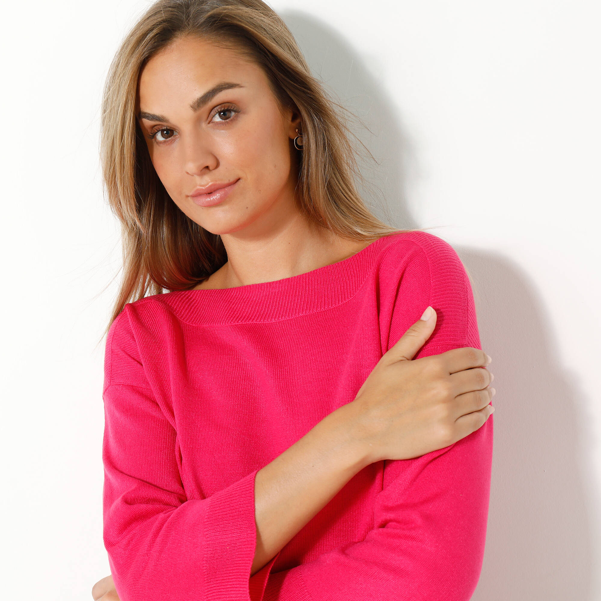 Pull col bateau manches 3/4, toucher doux