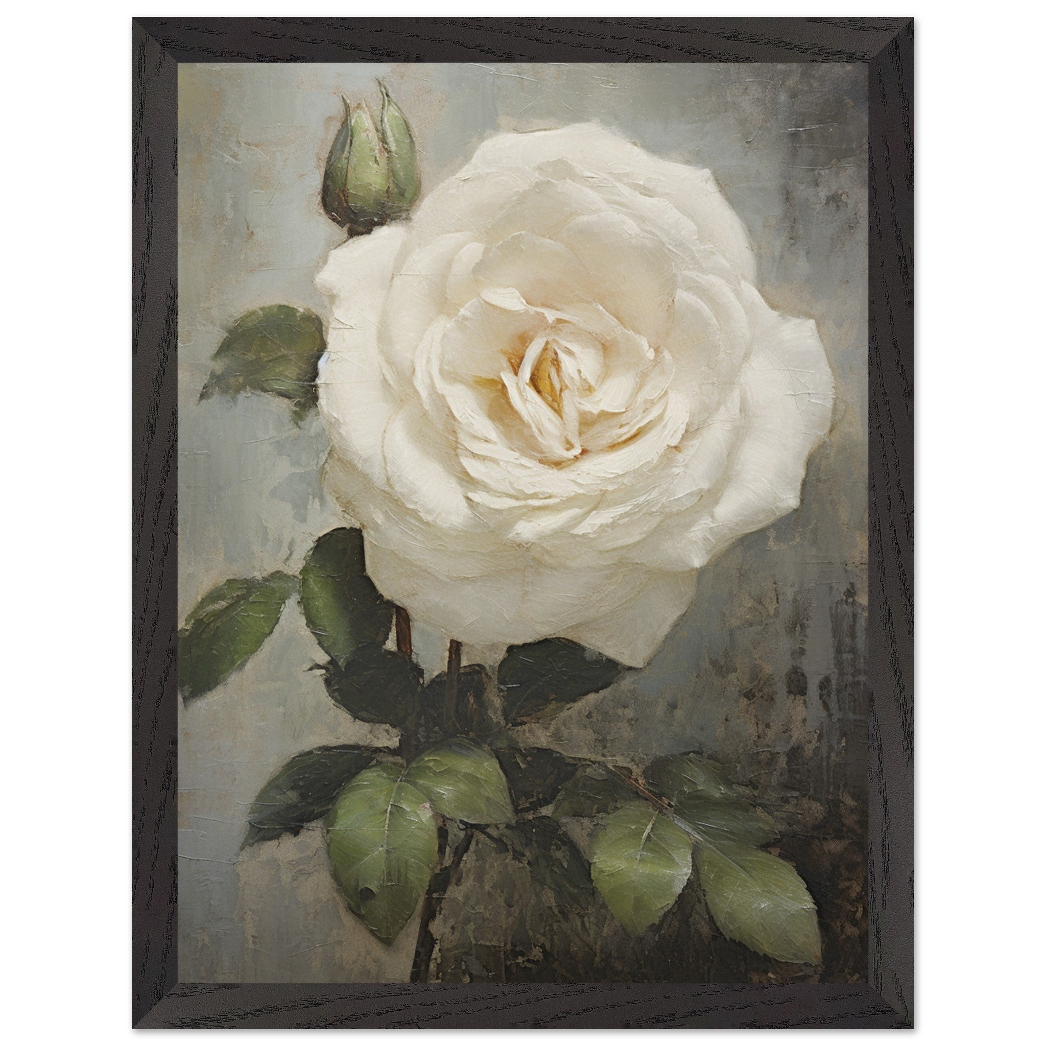 Artfulprints Poster met Lijst White rose  - 30x40 cm - Wit