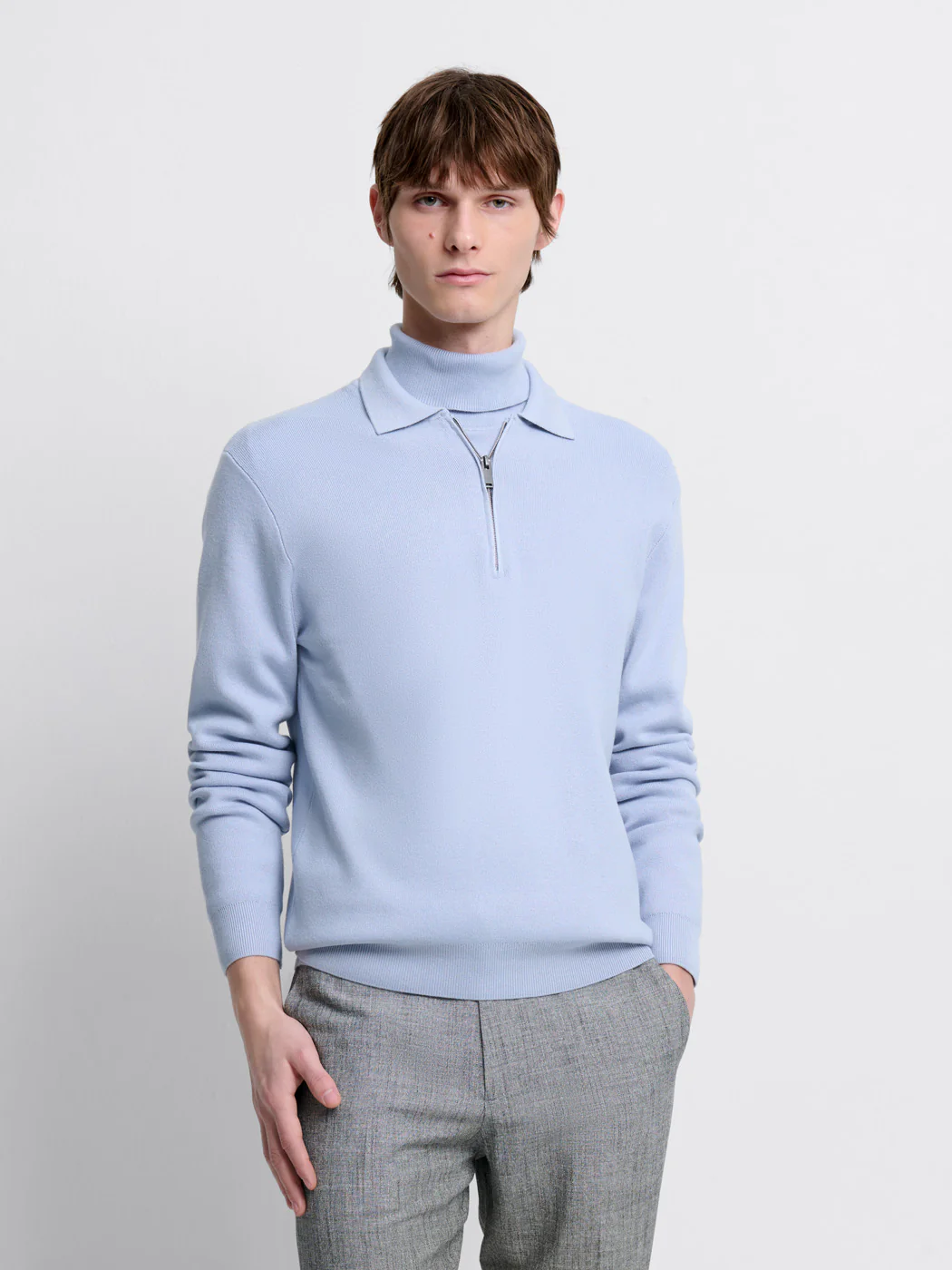 Pull col polo zippé en viscose certifiée