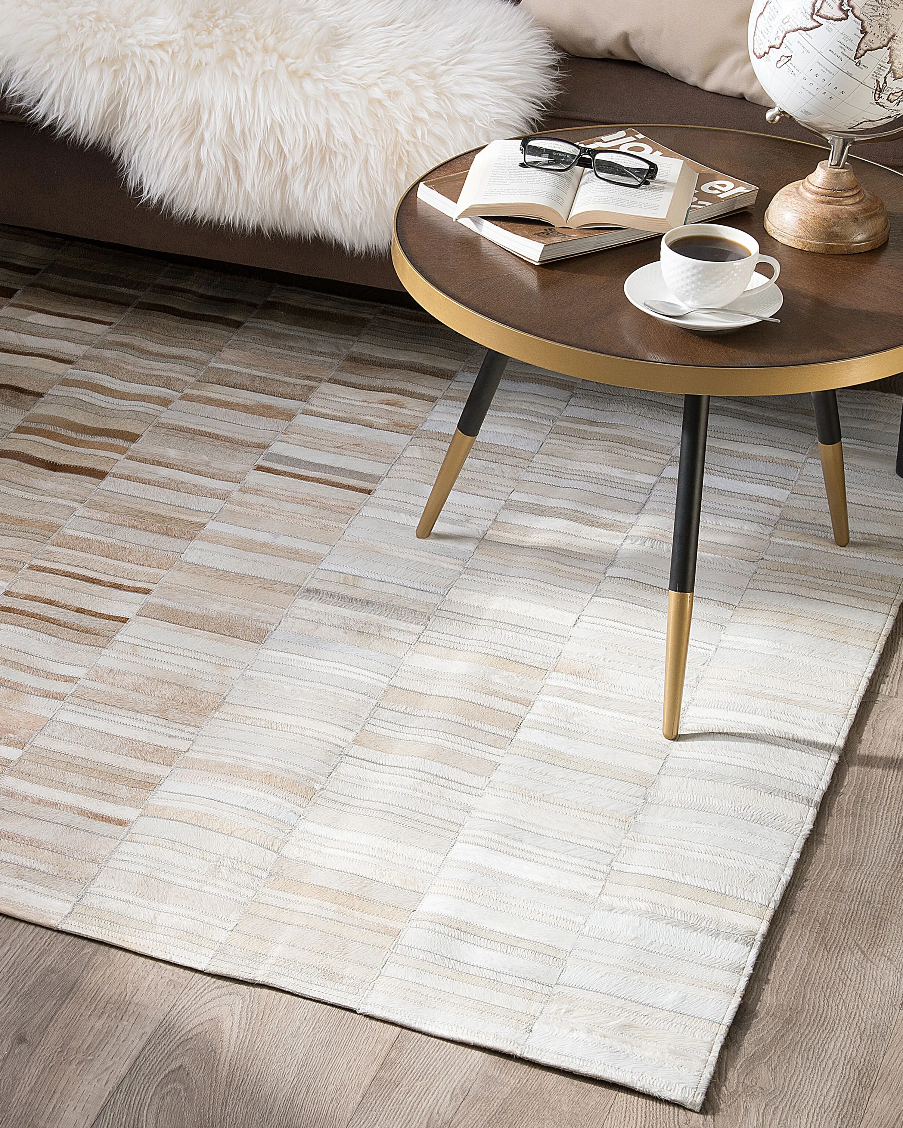 Rug YAGDA Beige 140 x 200 cm Leather