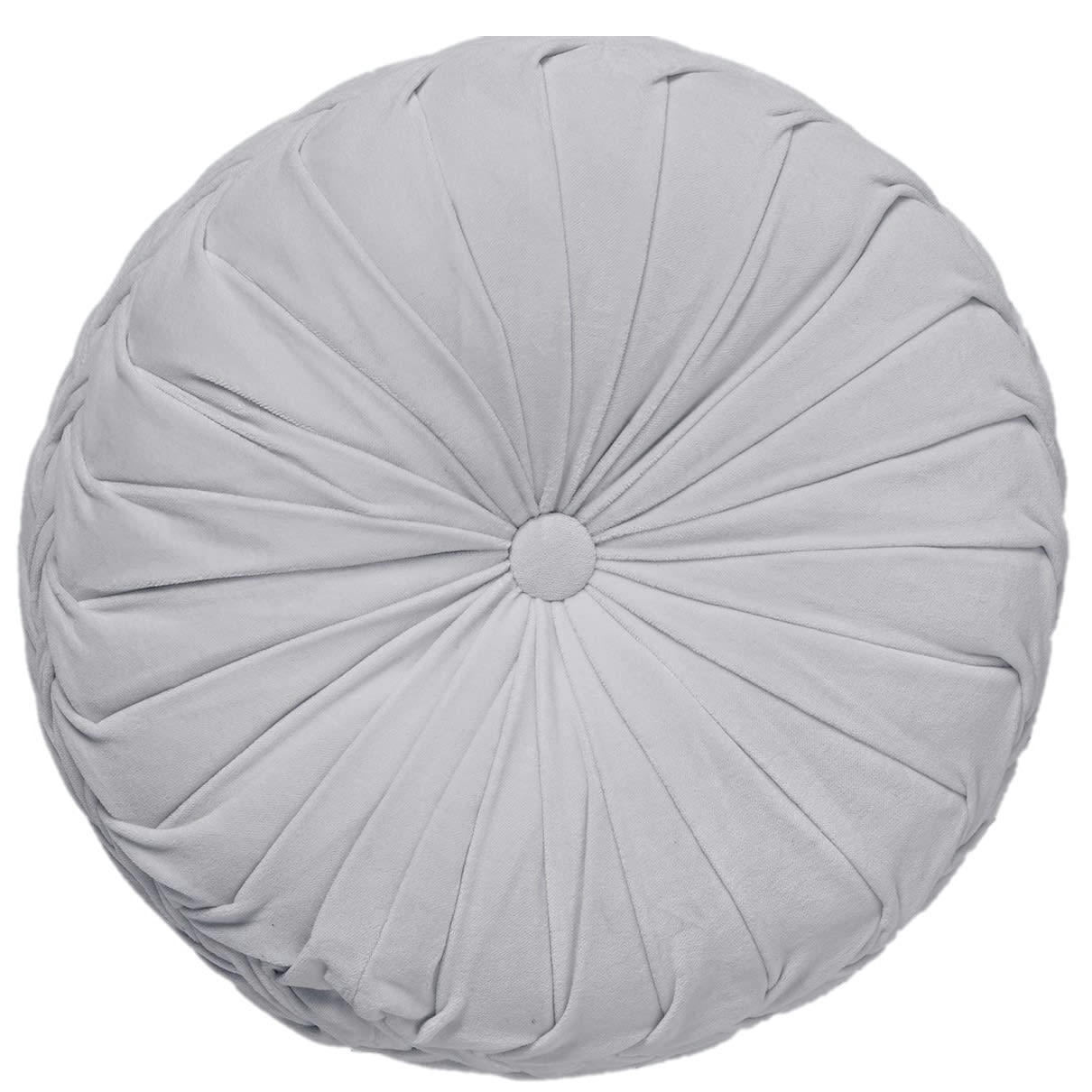 KAJA - Coussin rond gris en velours 40 cm uni