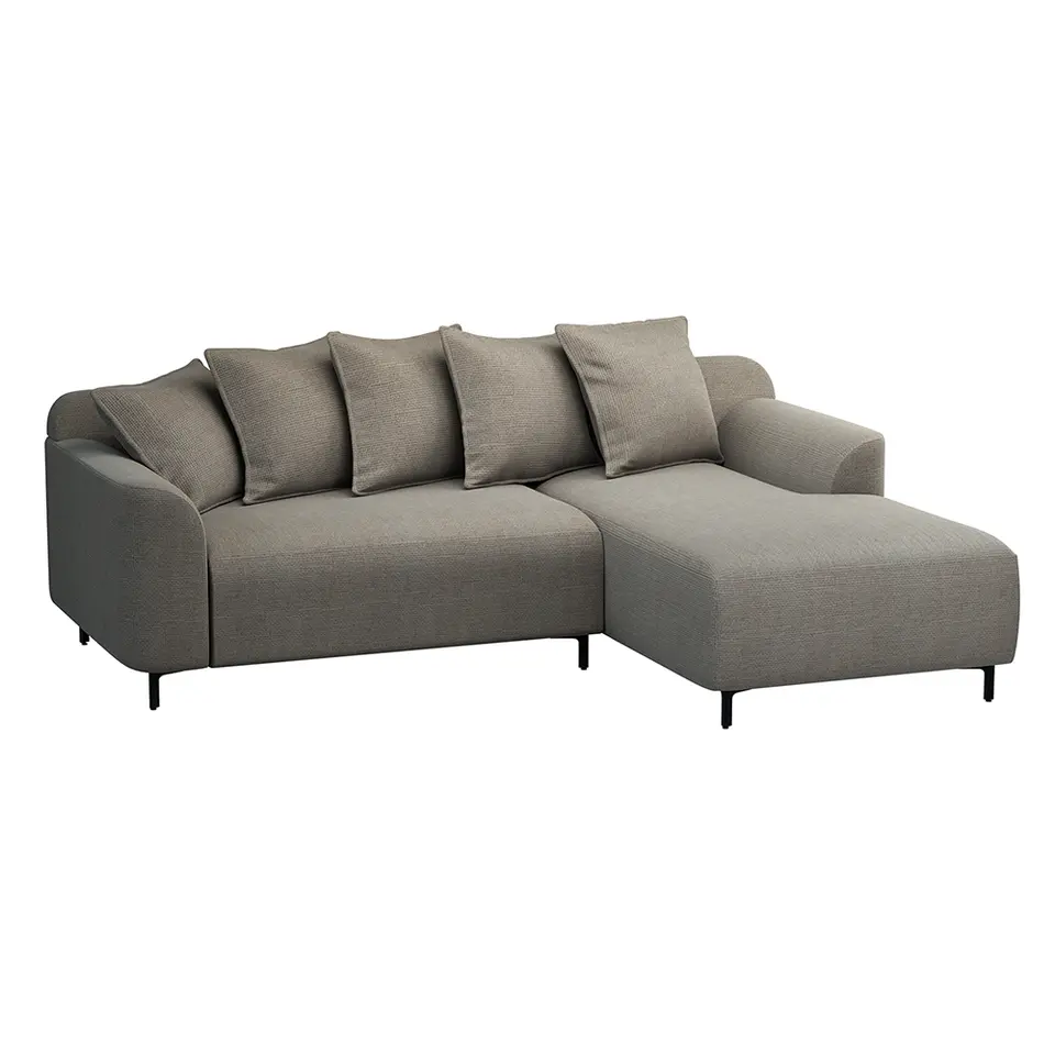 Bank Elsa met chaise longue rechts - stof Eden - taupe