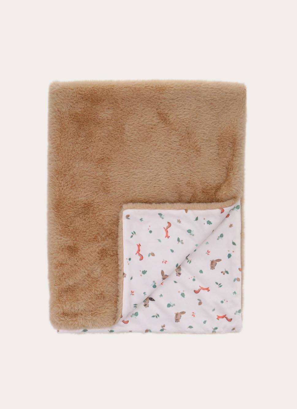 PLAID IMPRIMÉ FORÊT AVEC FAUSSE FOURRURE WILD MULTICOLORE