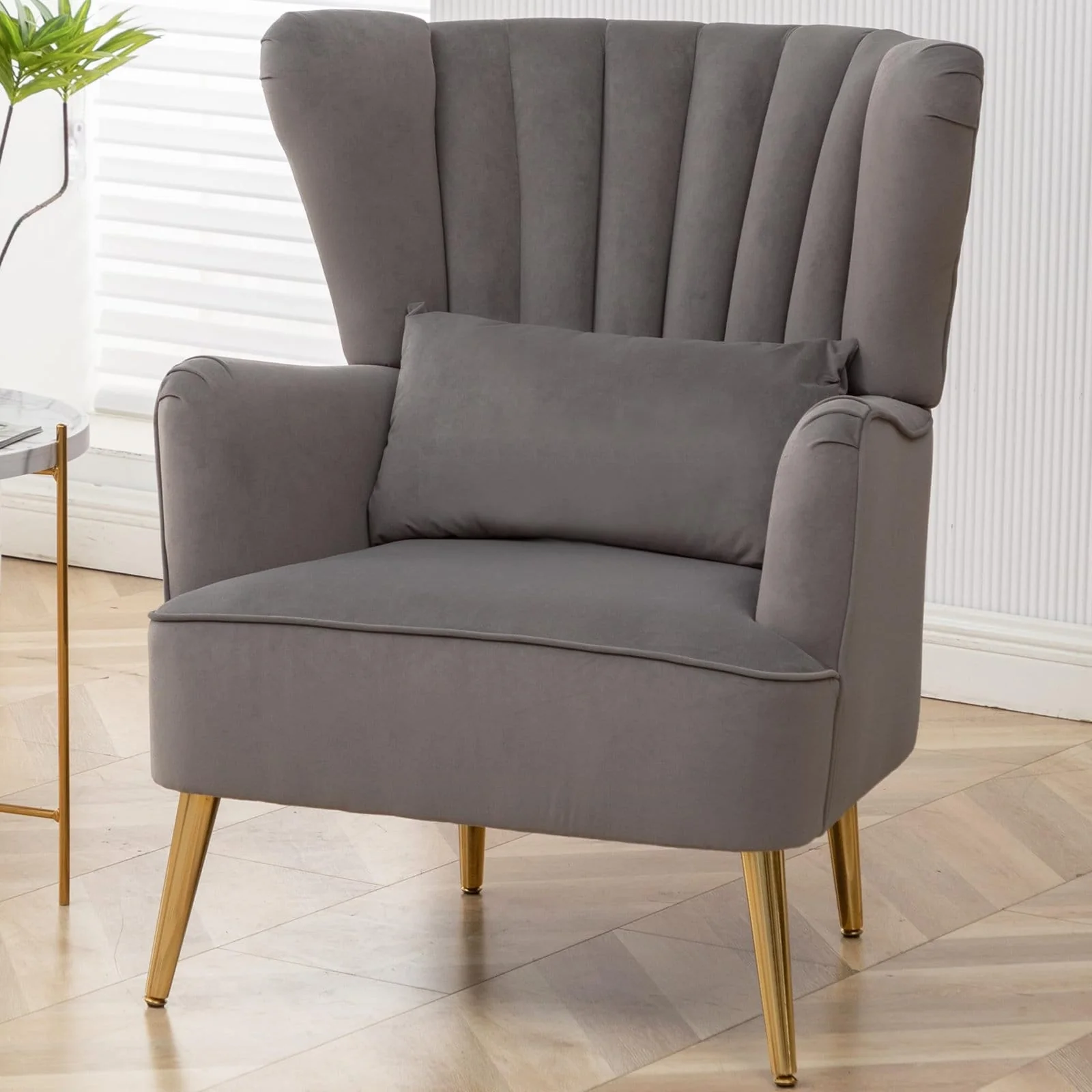 HOMYKA Modern Wingback Arm Chair Upholstered Accent Chair