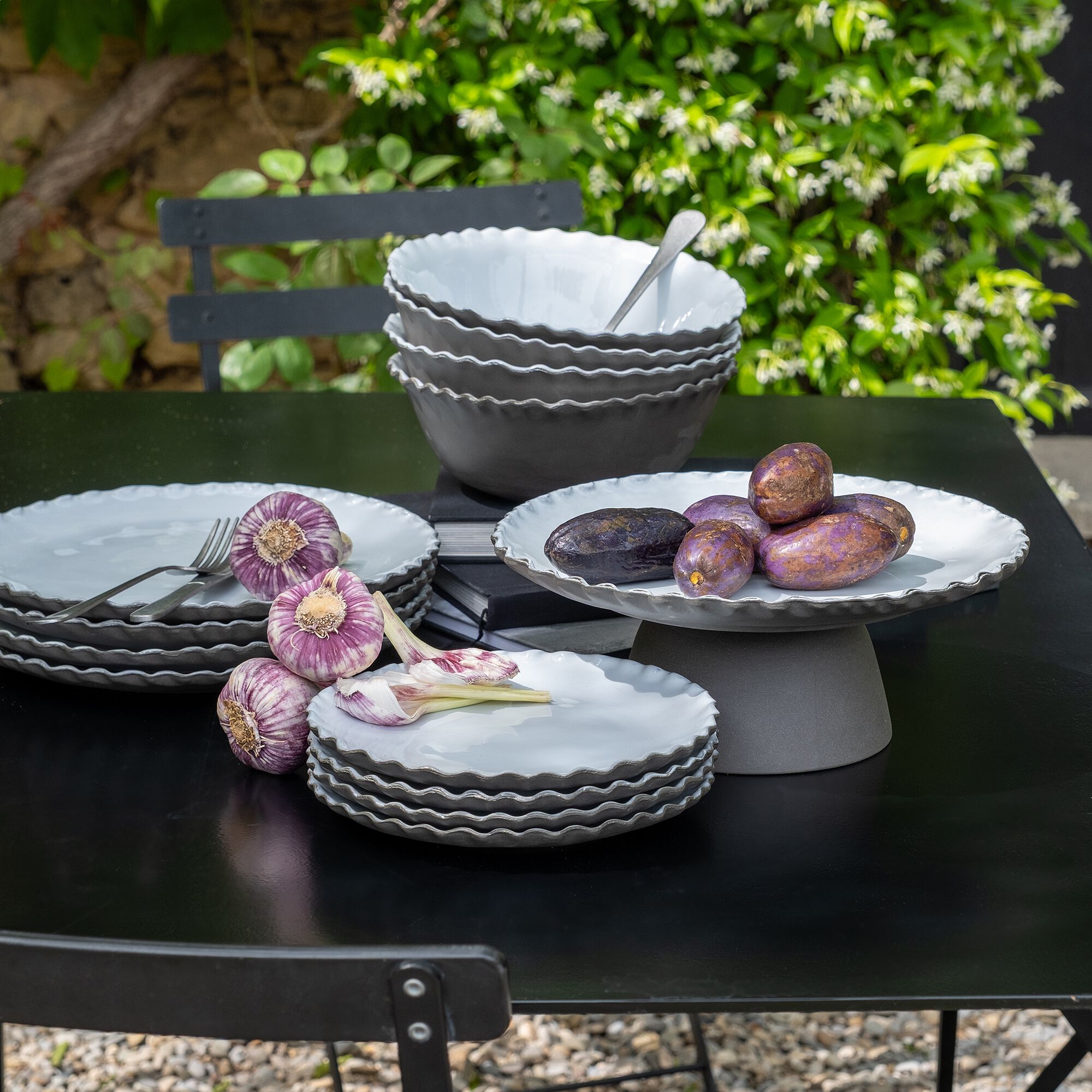 ONDULA - Assiette plate en grès D28cm - blanc