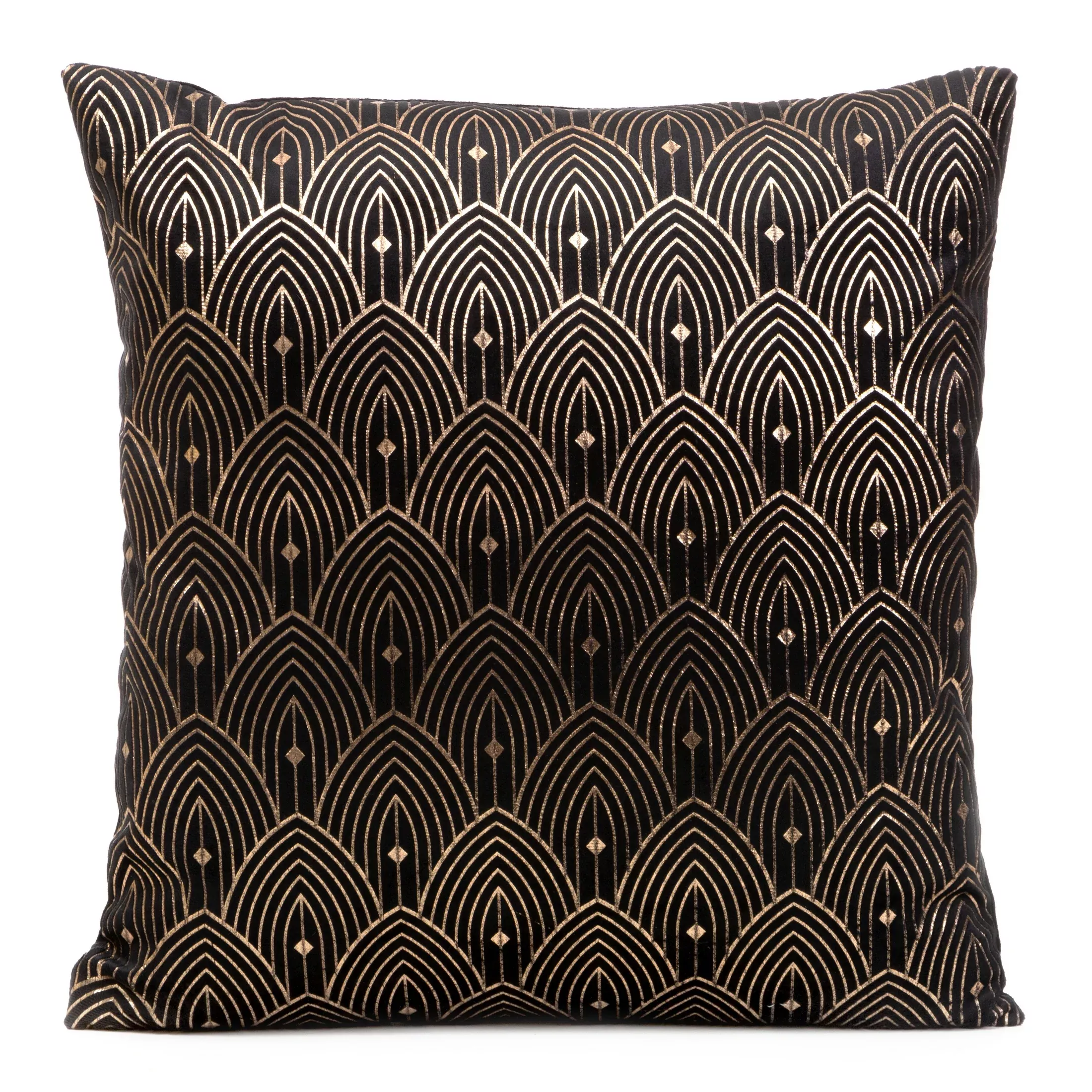 Poszewka na poduszkę 40x40 cm czarna ze złotym nadrukiem w stylu art deco AGNES DESIGN 91