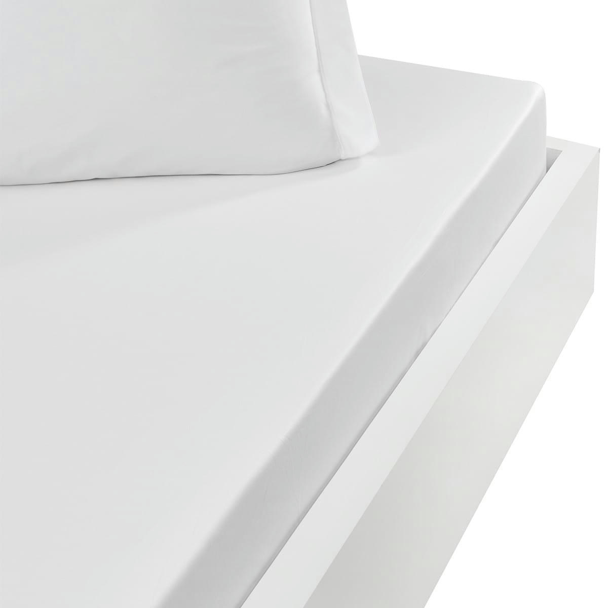 STUDIO - Drap housse en coton bonnet 30cm  blanc 90x190 cm
