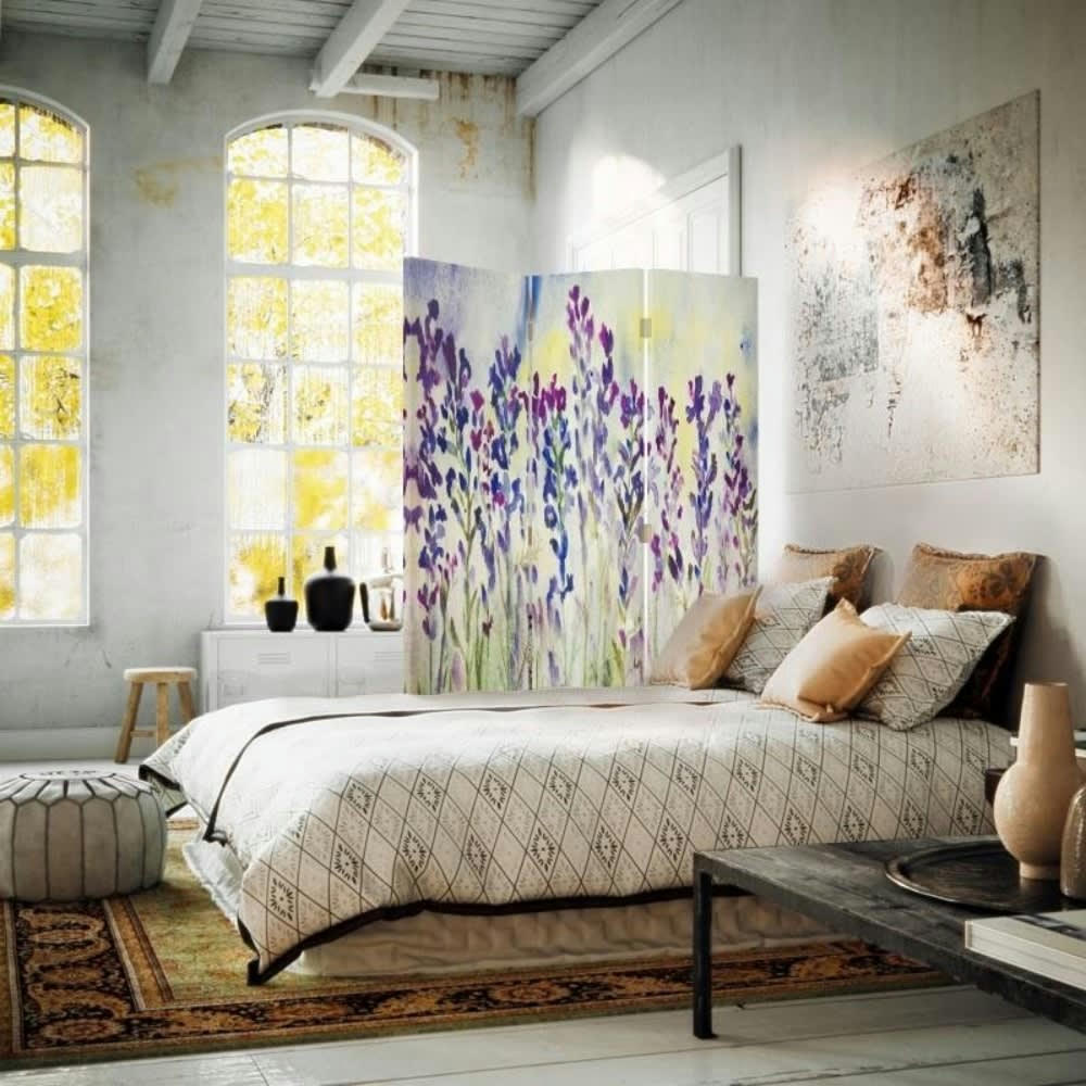 - Paravent cloison Lavender Watercolour 110x150cm (3 volets)