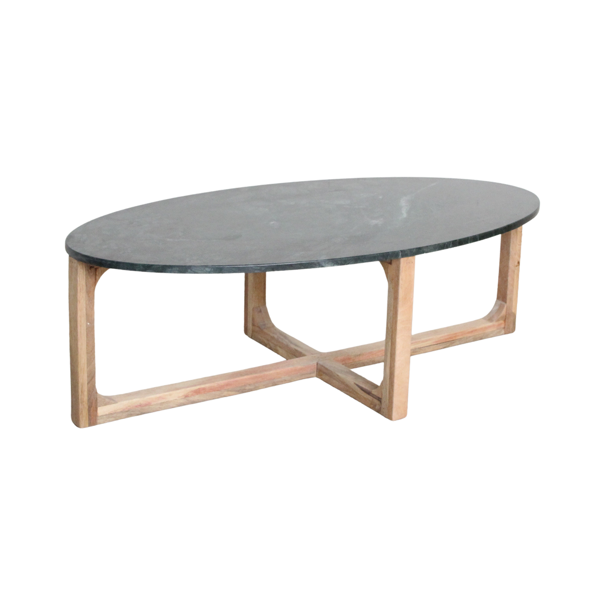 Ovale marmeren salontafel - Groen - 120x60x38 cm