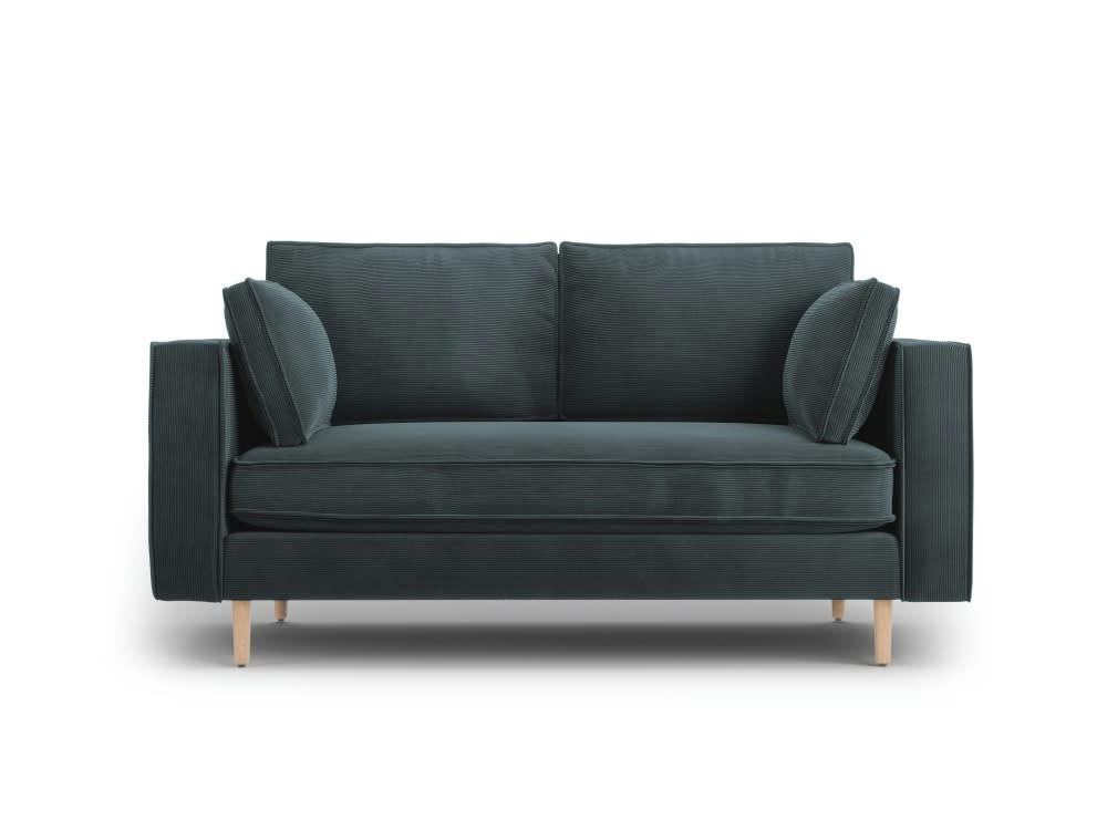 ALEXIS - Canapé 2 places en tissu structuré bleu