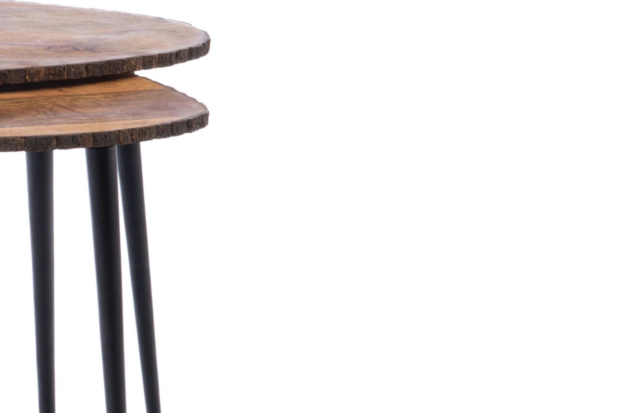 HENDAYE - Tables basses gigognes ovales manguier et métal L75