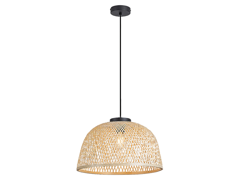 Lampa wisząca Rattan metalowa beżowo-czarna