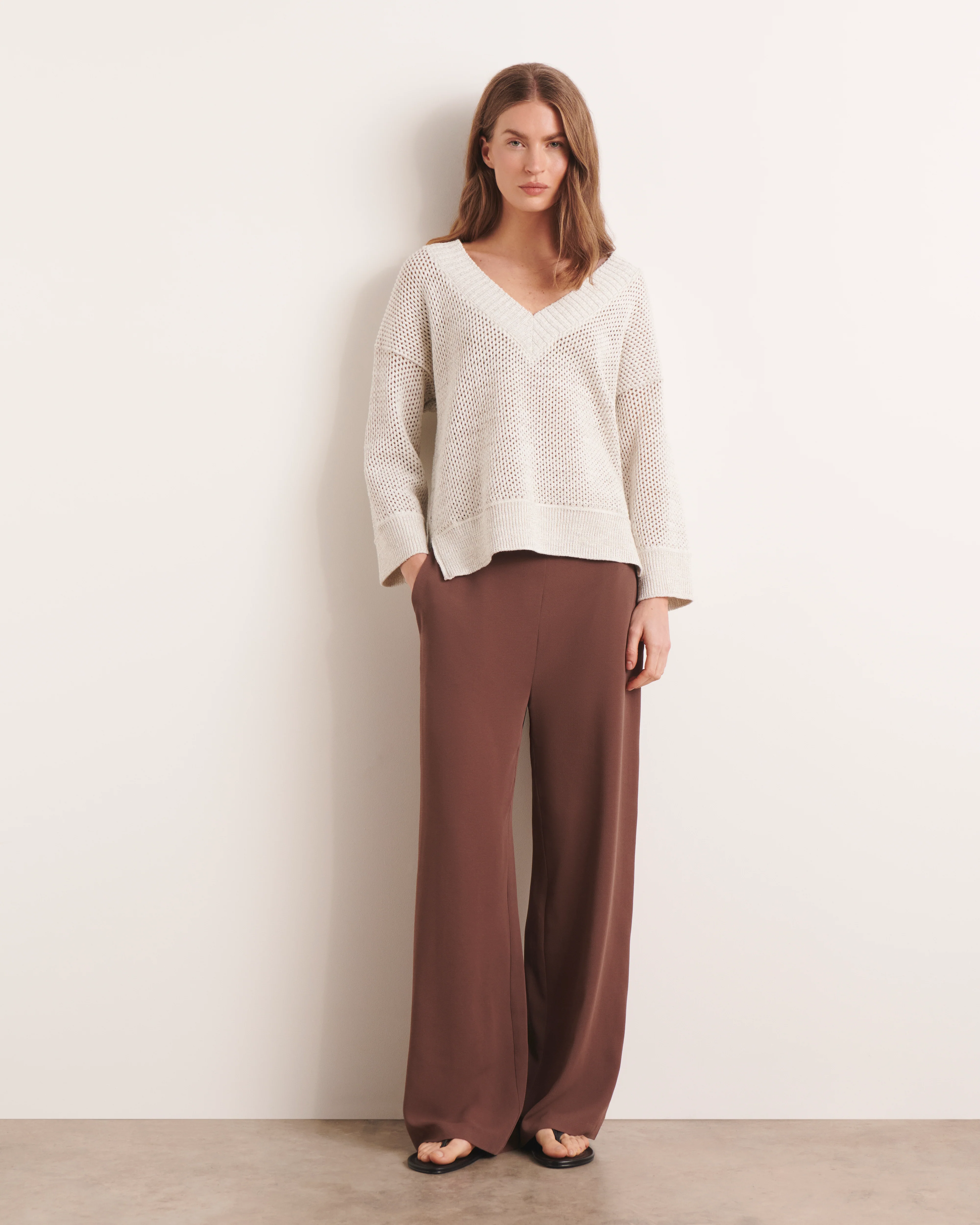 Pull blanc en maille résille irisée AILLEURS13-BIS/13115/761